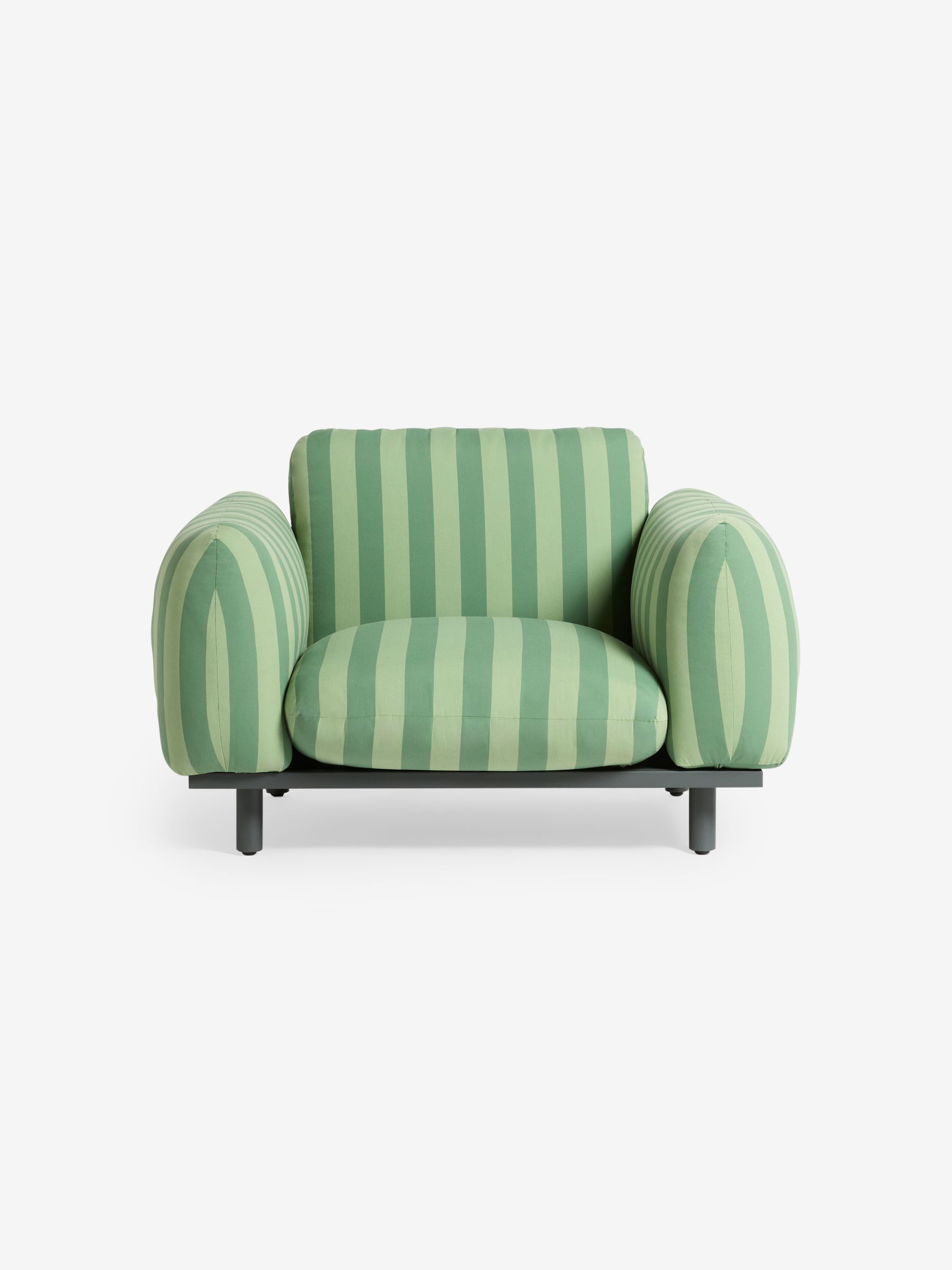 Samaya Outdoor Garden Lounge Chair in Green Stripe - Image 5 of 5