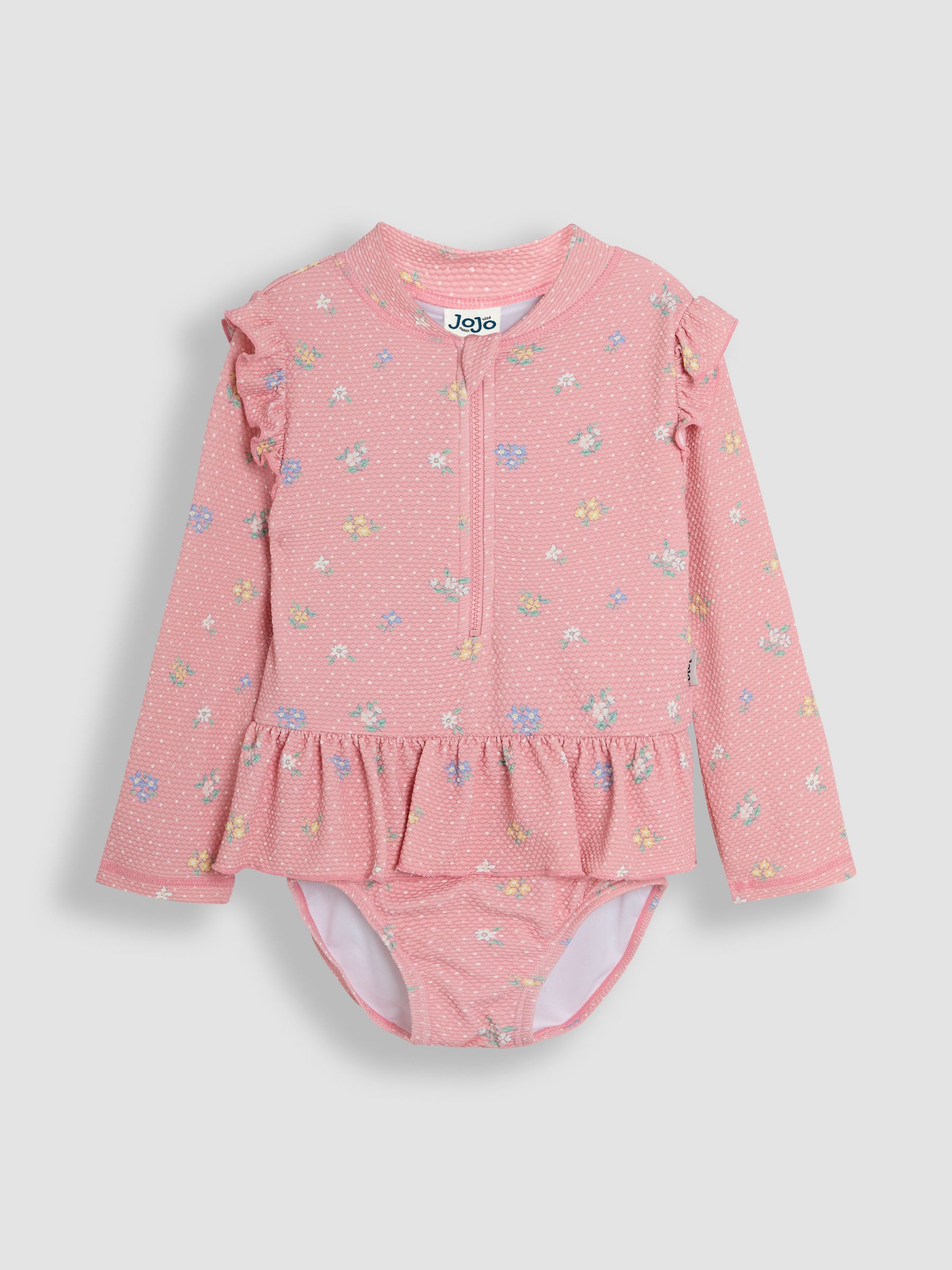 Pink Textured Long Sleeve Swimsuit - Image 1 of 3