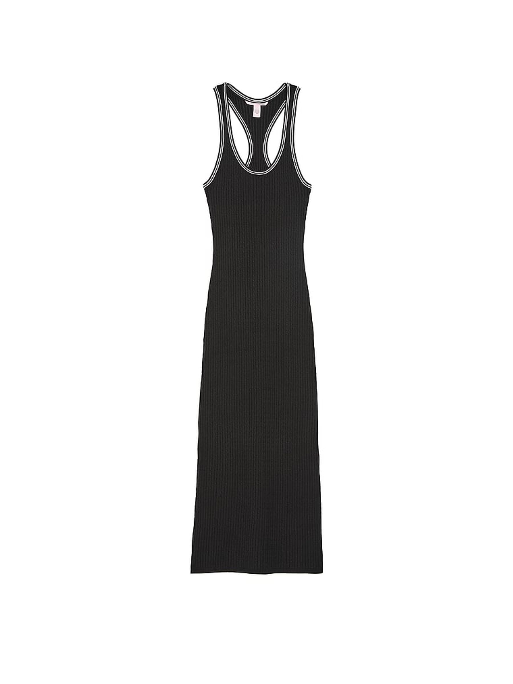 Black Logo Cable Knit Tank Slip Dress - Image 2 of 2