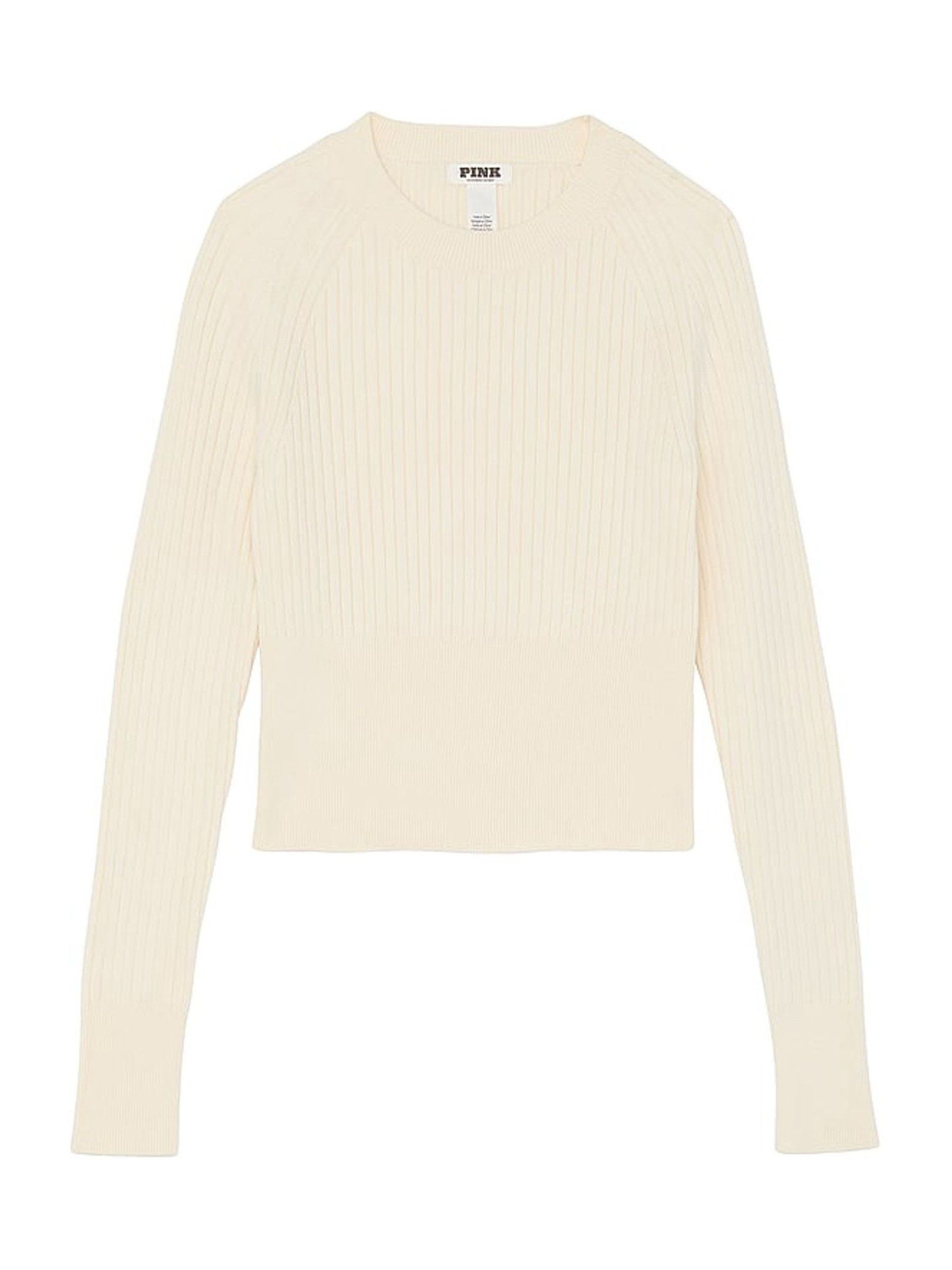White Shell Ribbed Knit Long Sleeve Top - Image 3 of 3