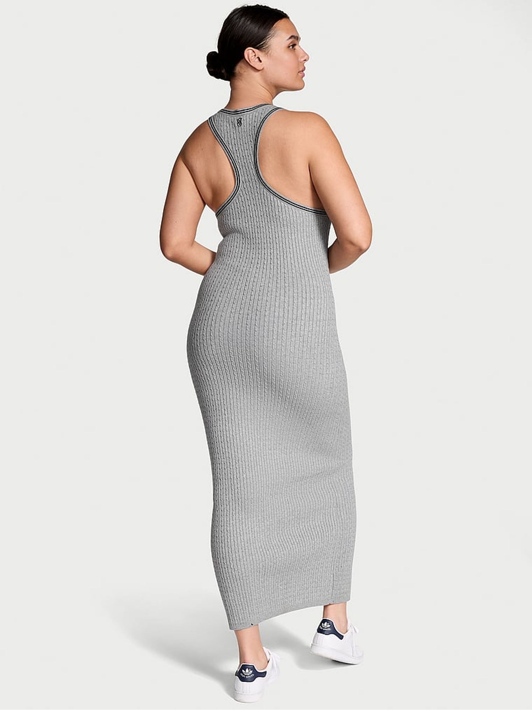Grey Heather Logo Cable Knit Tank Slip Dress - Image 2 of 3