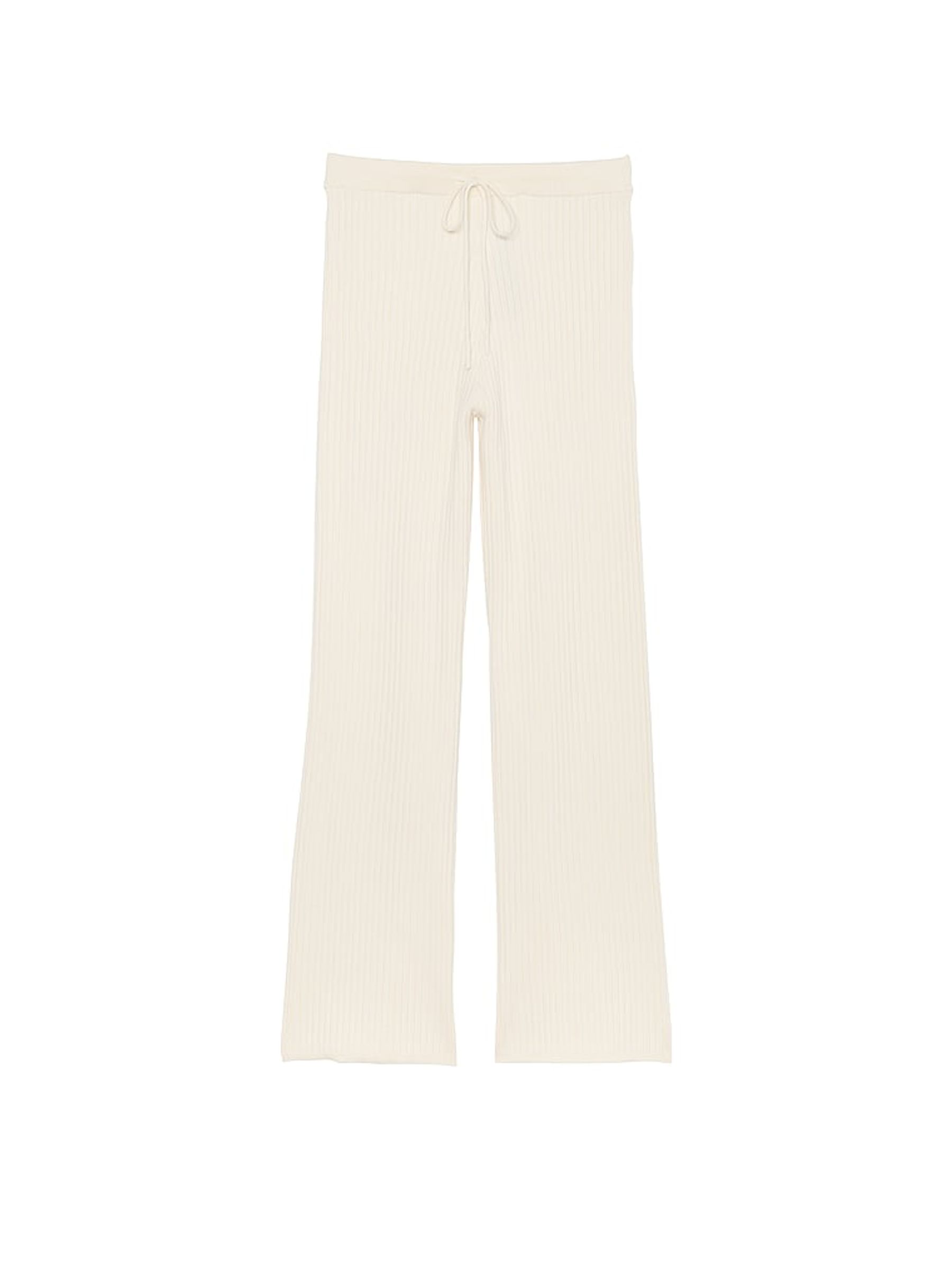 White Shell Ribbed Knit Lounge Bottoms - Image 1 of 2