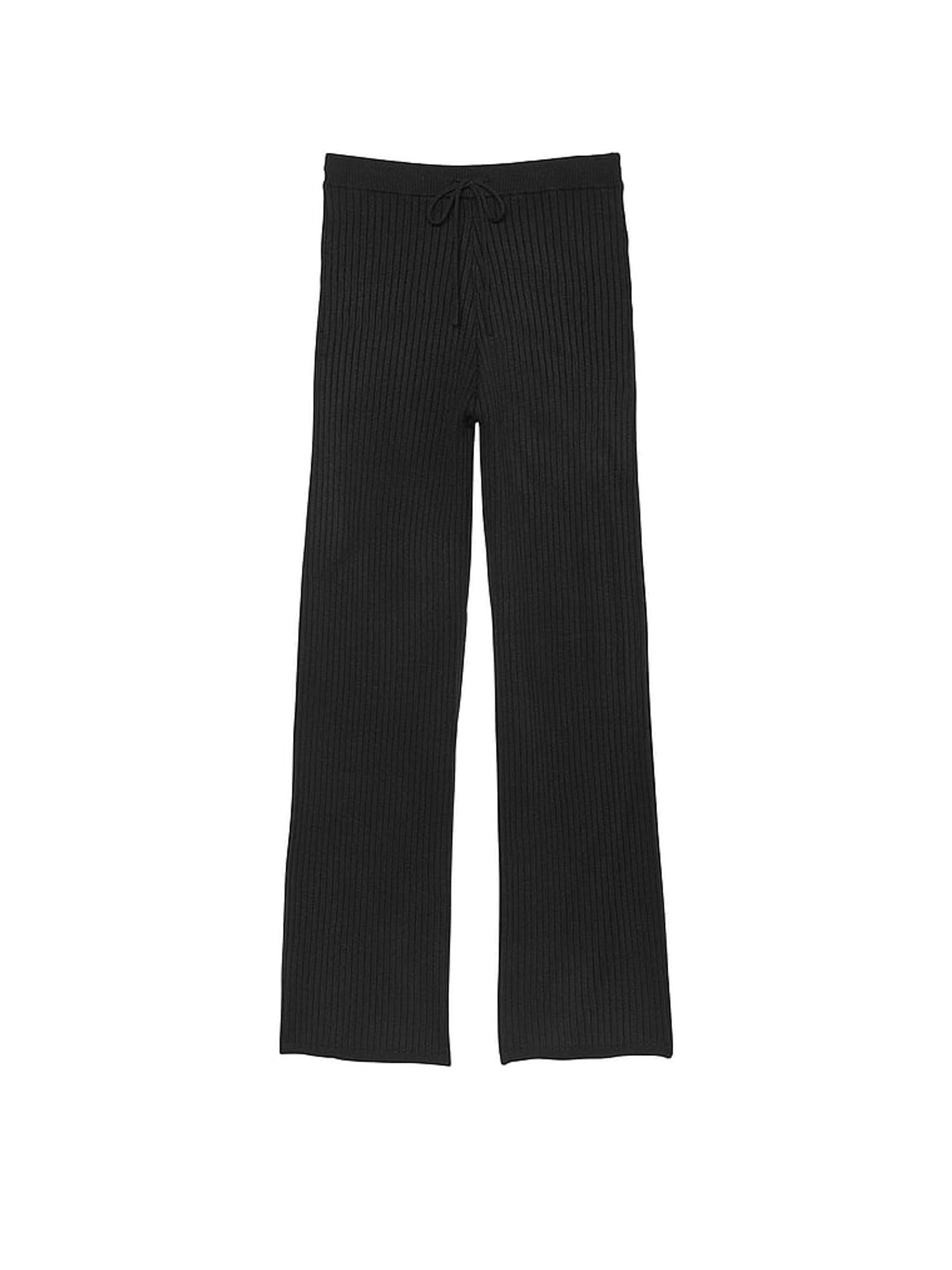 Black Ribbed Knit Lounge Bottoms - Image 1 of 2