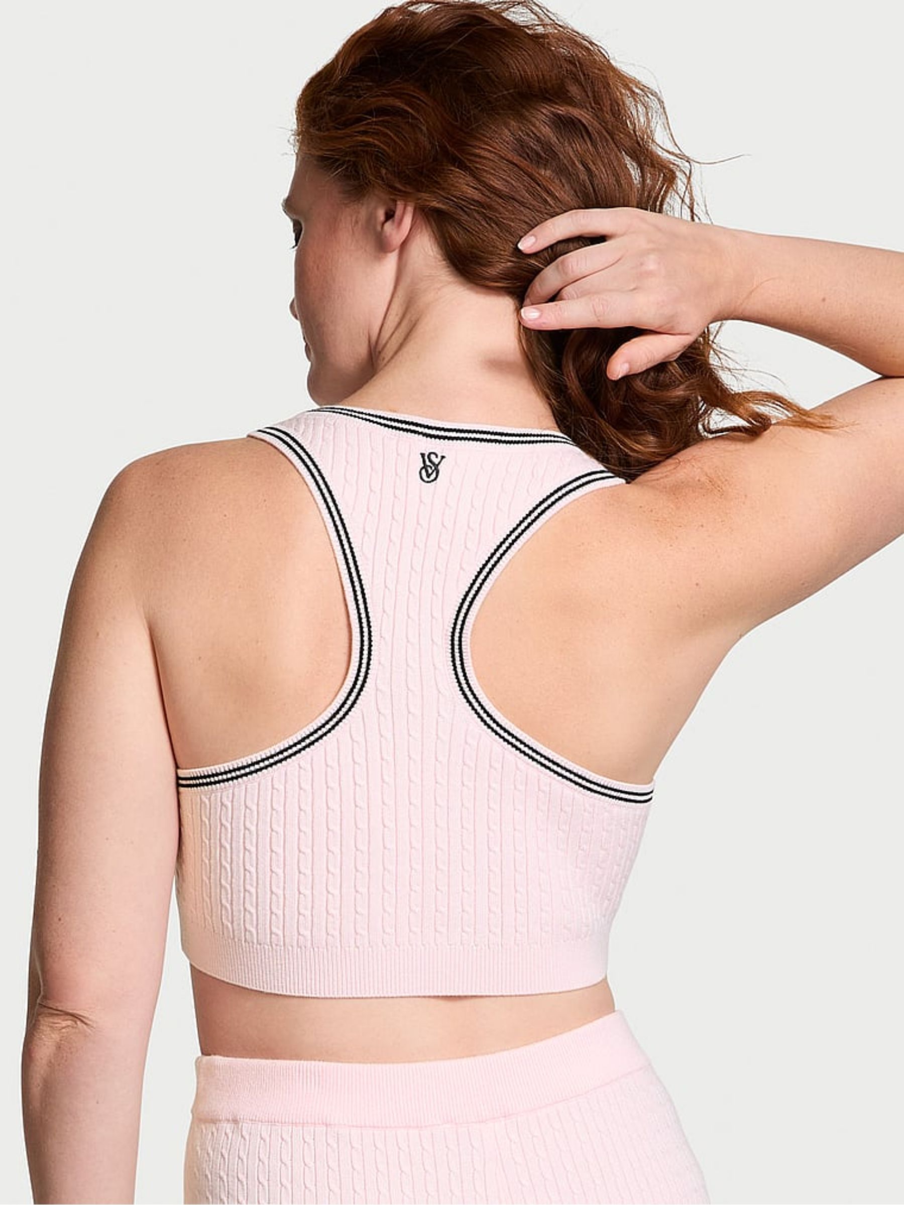 Heather Pink Petal Logo Cable Knit Tank Bralette - Image 2 of 4