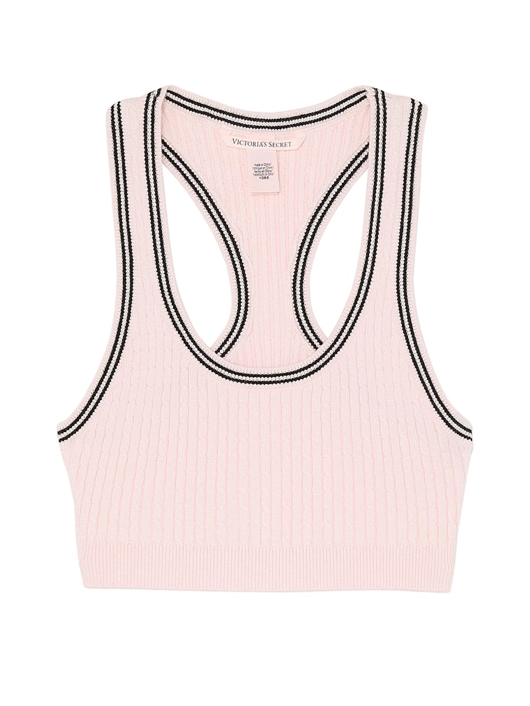 Heather Pink Petal Logo Cable Knit Tank Bralette - Image 3 of 4