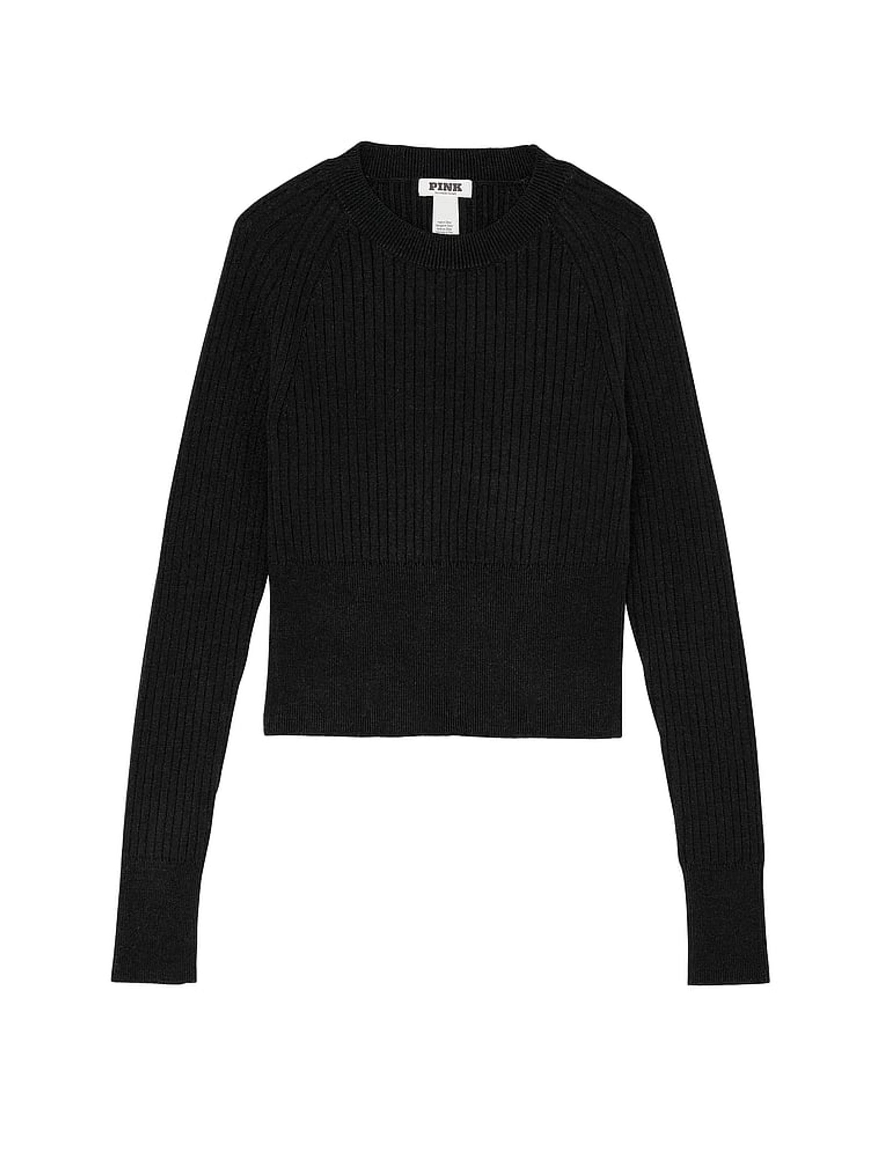Black Ribbed Knit Long Sleeve Top - Image 3 of 3