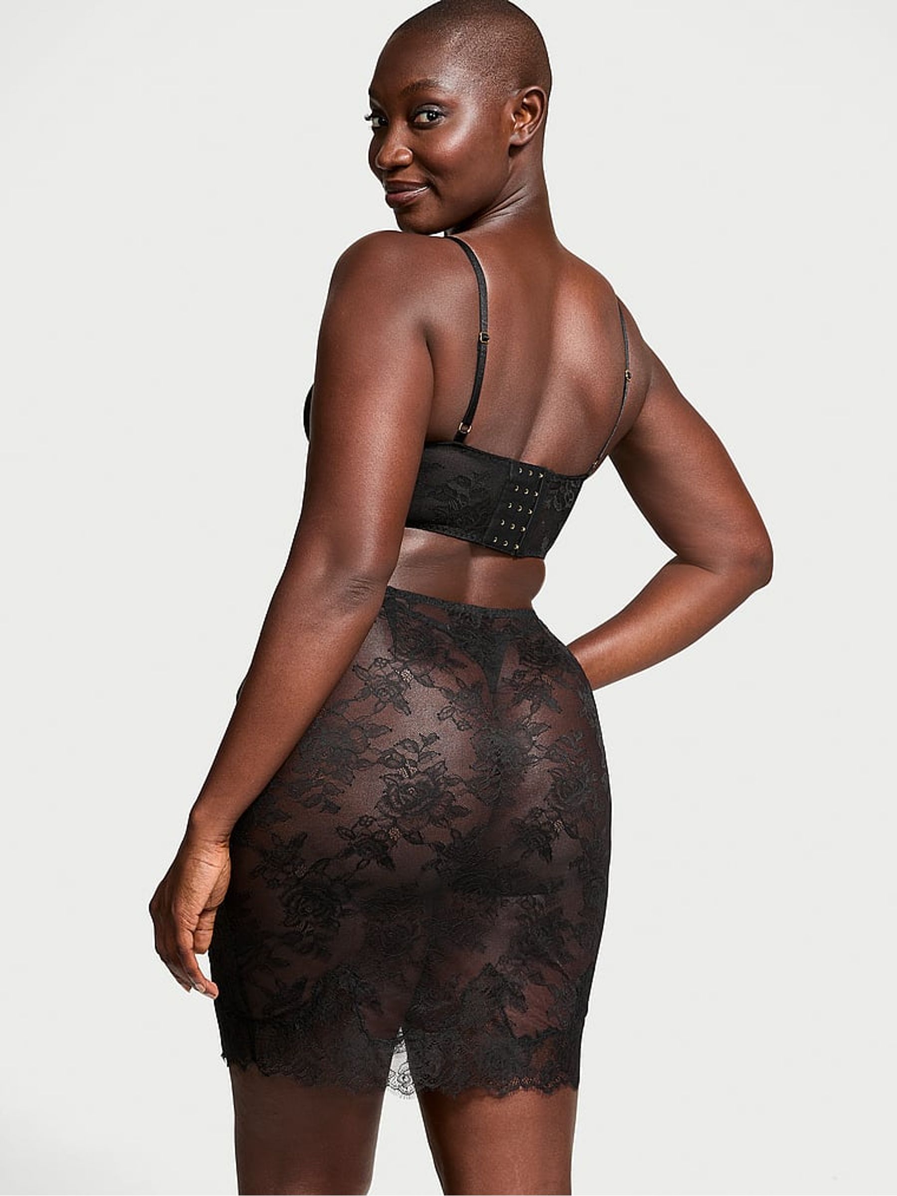 Black Rose Lace Bralette & Midi Skirt Set - Image 2 of 3