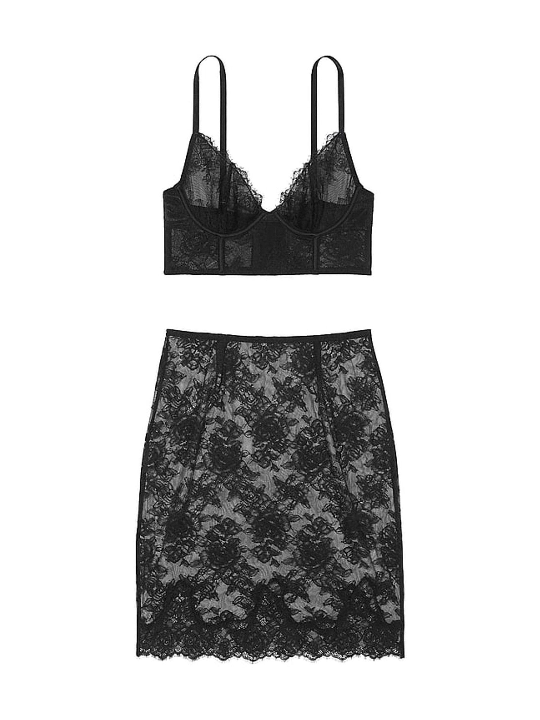 Black Rose Lace Bralette & Midi Skirt Set - Image 3 of 3