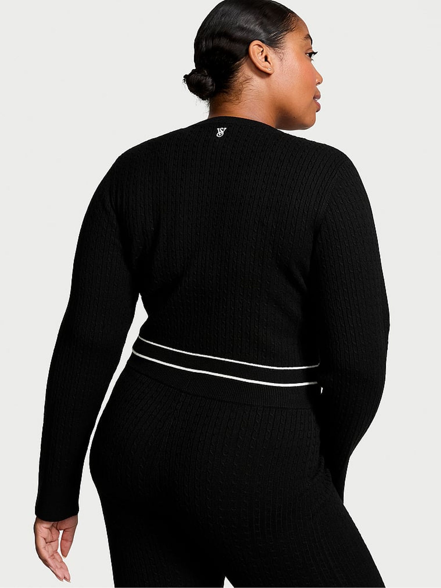 Black Logo Cable Knit Sleep Cardigan - Image 2 of 4