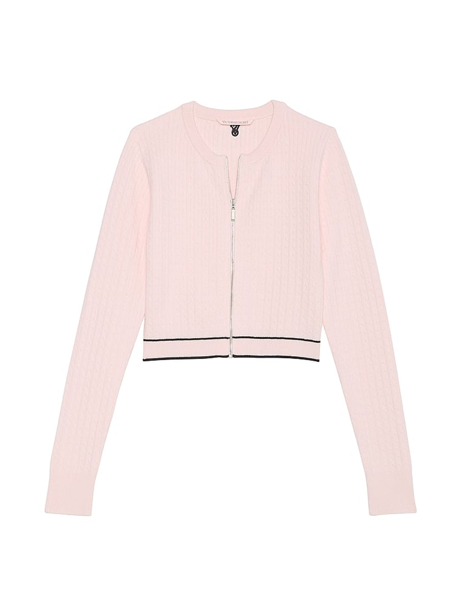 Heather Pink Petal Logo Cable Knit Sleep Cardigan - Image 3 of 4