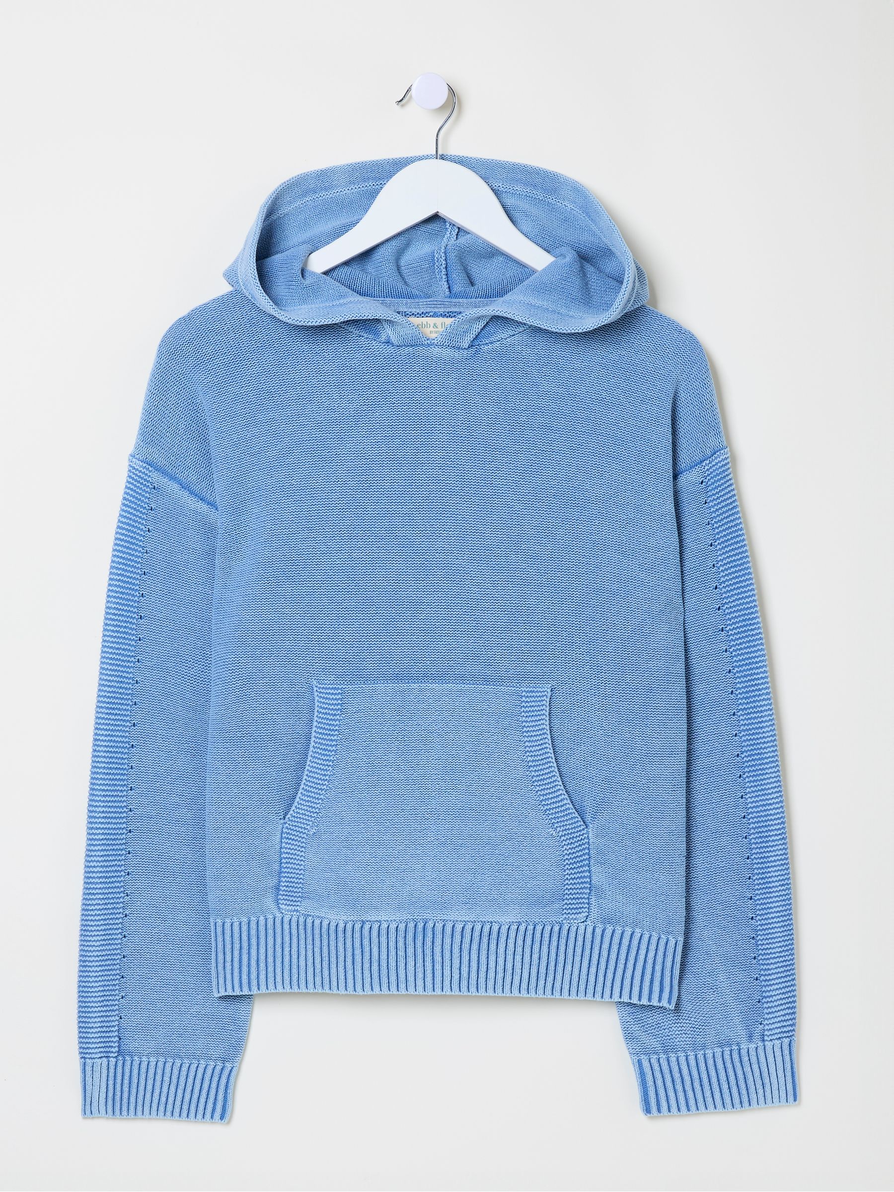 Blue Lana Laundered Knitted 100% Cotton Hoodie - Image 10 of 10