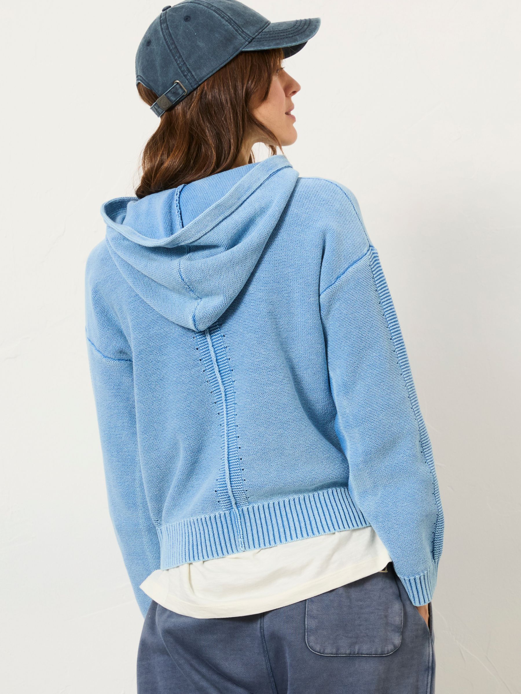 Blue Lana Laundered Knitted 100% Cotton Hoodie - Image 2 of 10