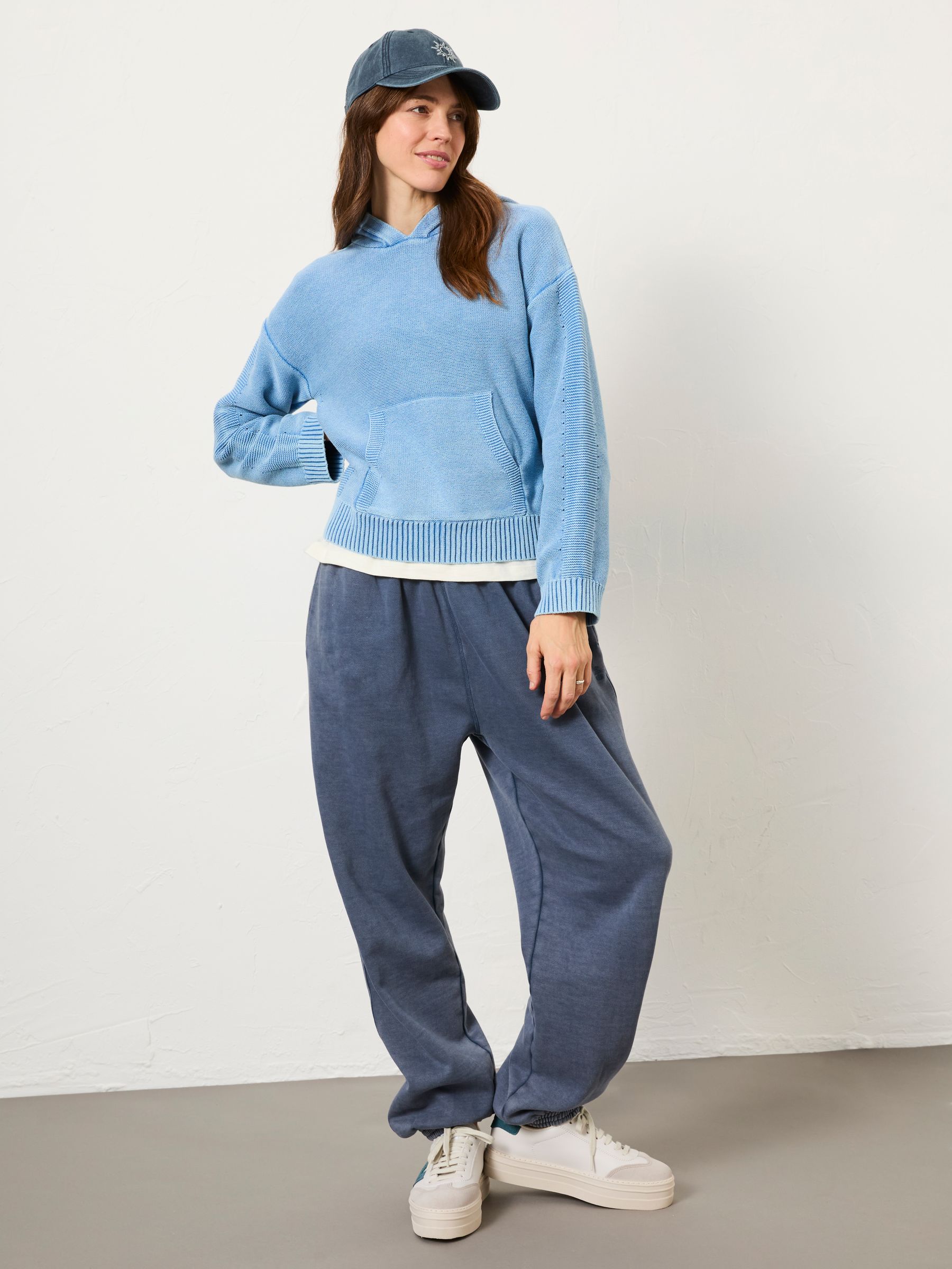 Blue Lana Laundered Knitted 100% Cotton Hoodie - Image 3 of 10