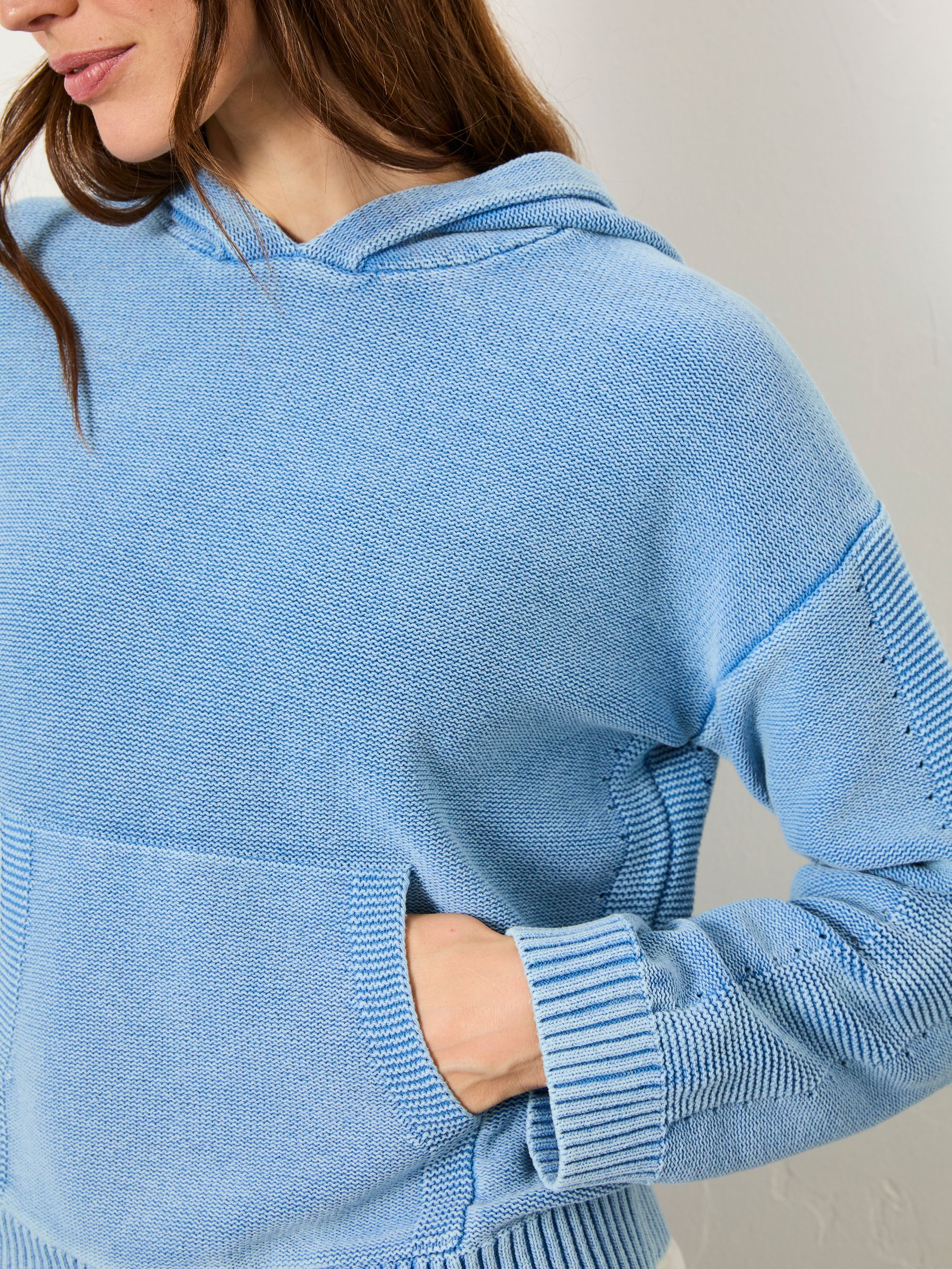 Blue Lana Laundered Knitted 100% Cotton Hoodie - Image 5 of 10