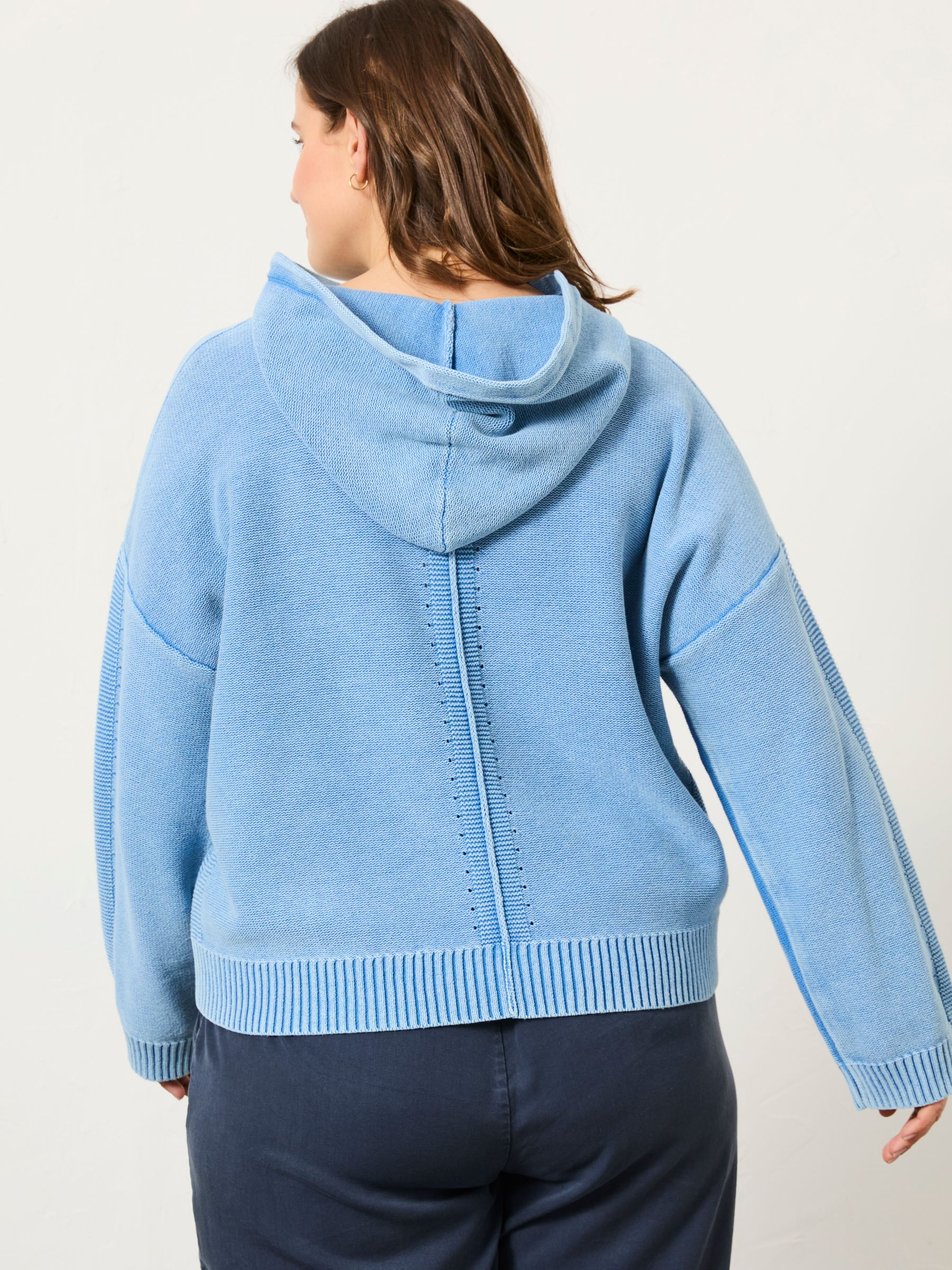 Blue Lana Laundered Knitted 100% Cotton Hoodie - Image 7 of 10