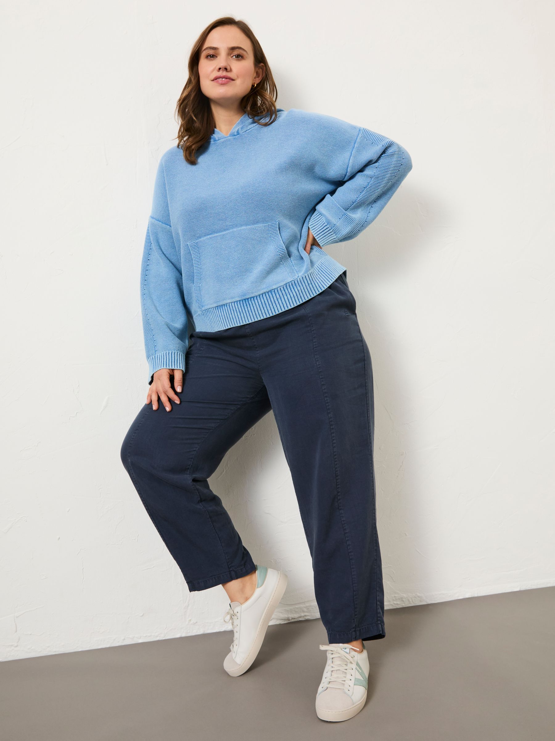 Blue Lana Laundered Knitted 100% Cotton Hoodie - Image 8 of 10