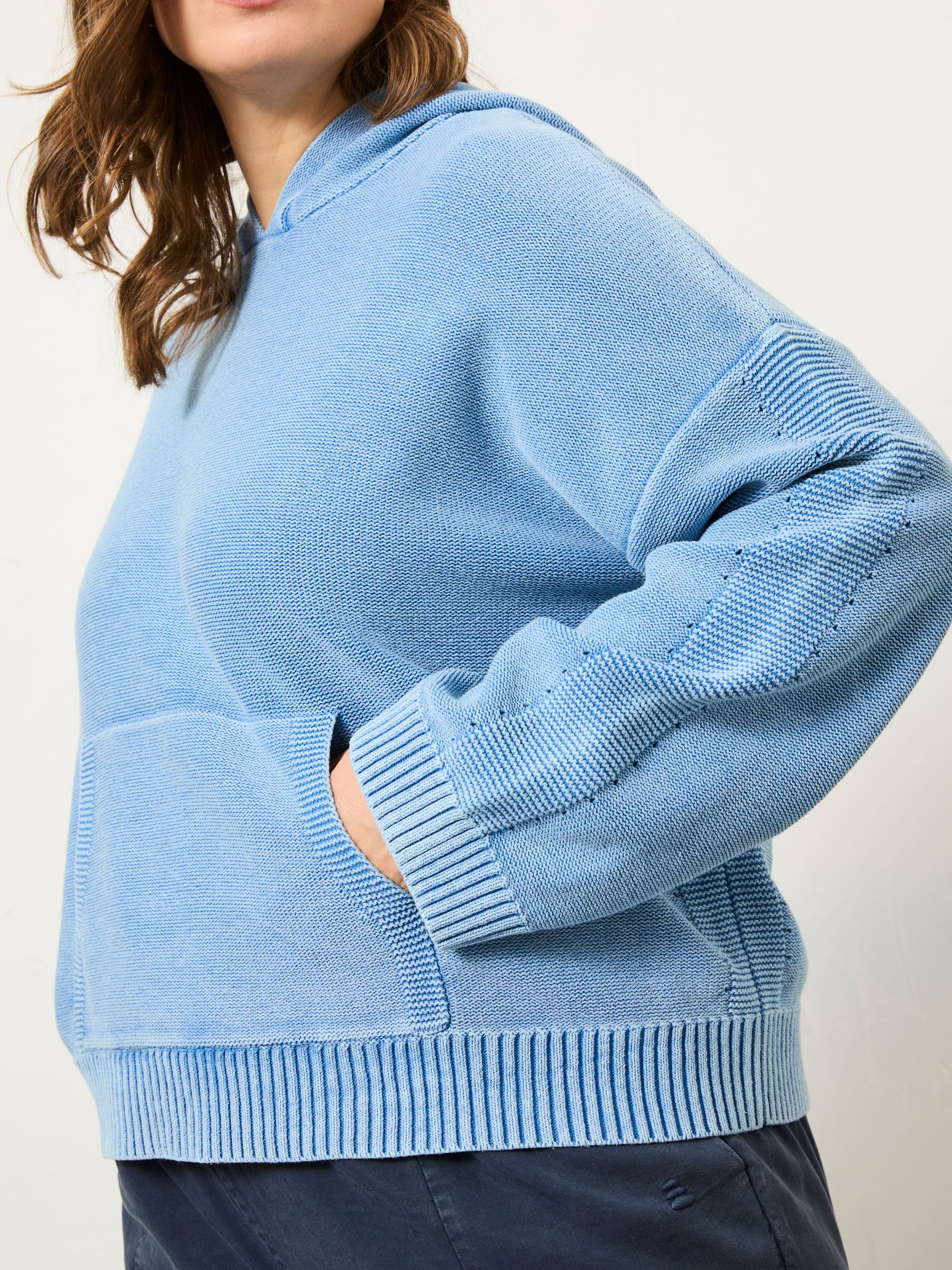 Blue Lana Laundered Knitted 100% Cotton Hoodie - Image 9 of 10