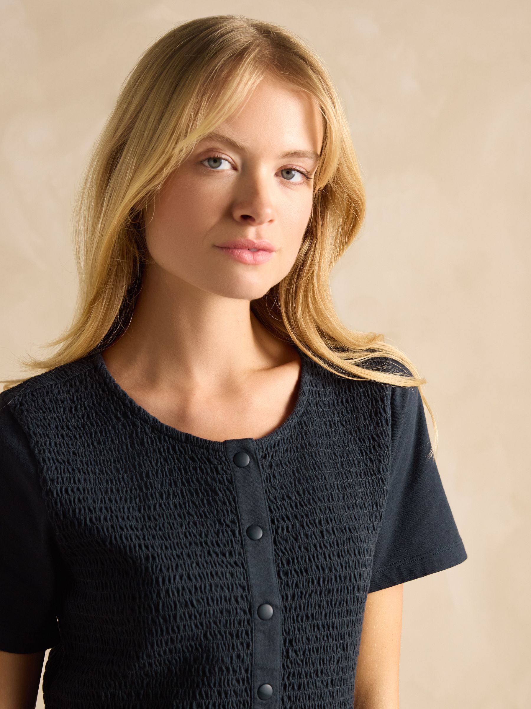 Mila Navy Cotton Midi Dress - Image 5 of 7