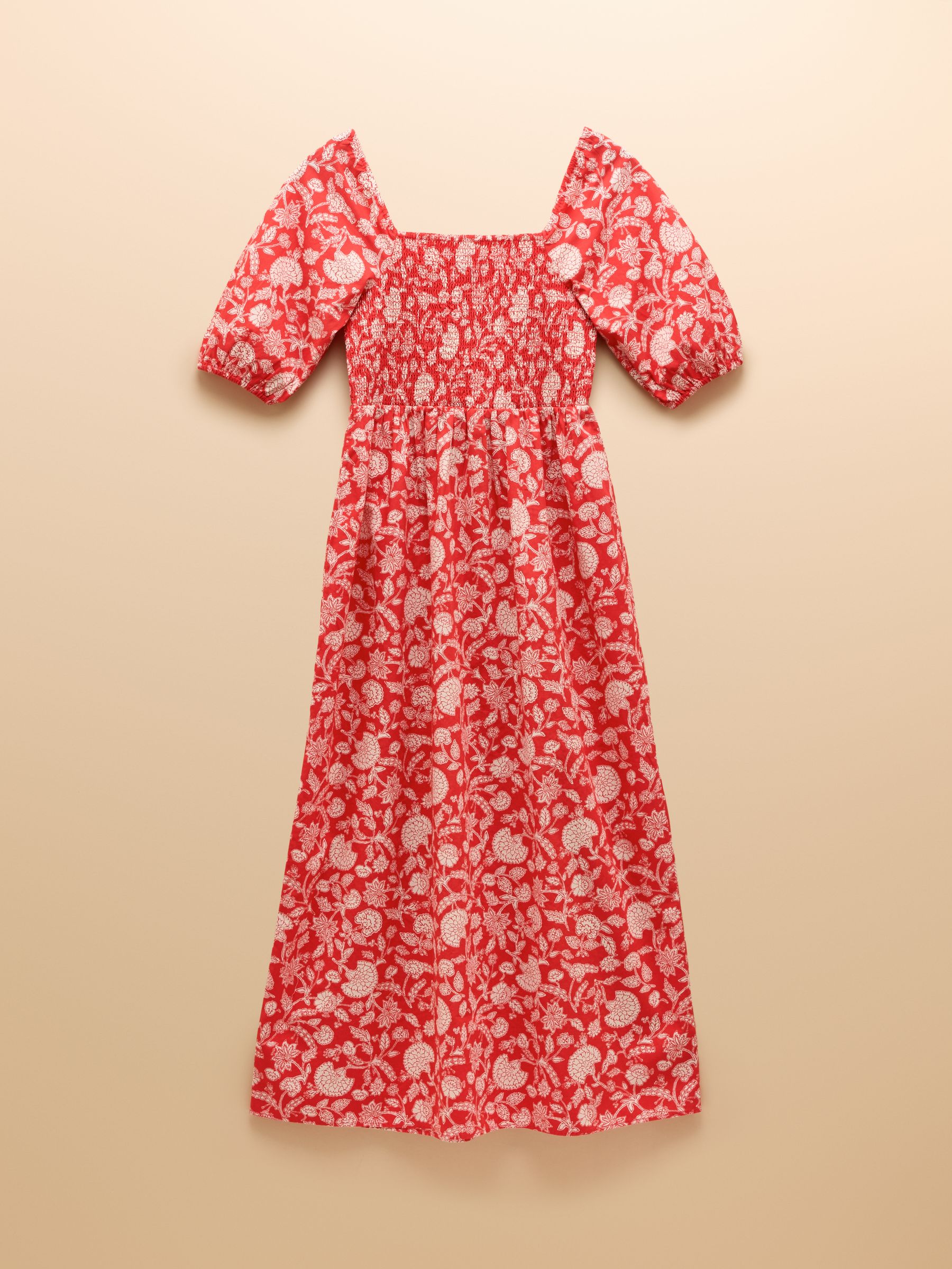 joules red floral dress Billie Red Cotton Midi Dress