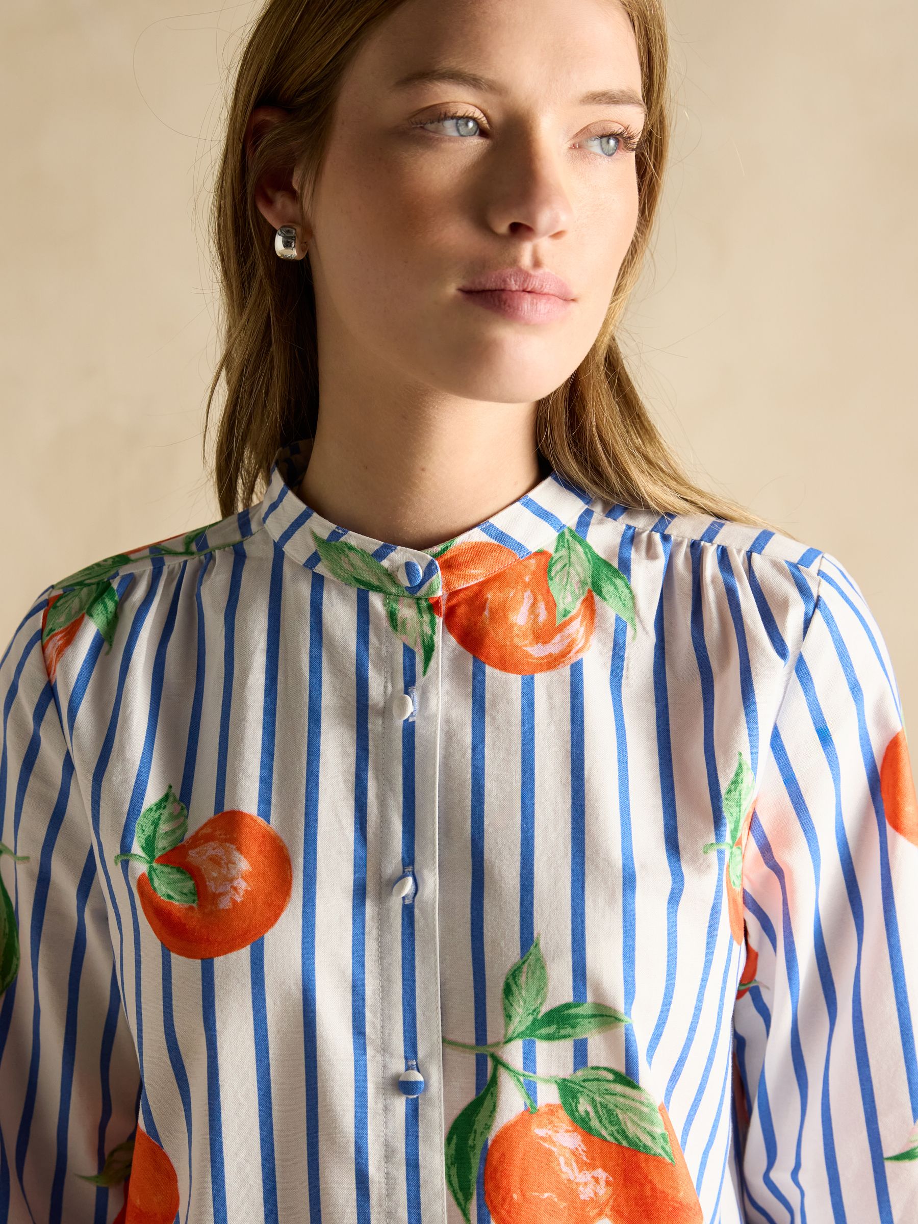 Phoebe Orange Print Cotton Shirt Dress - Image 4 of 7