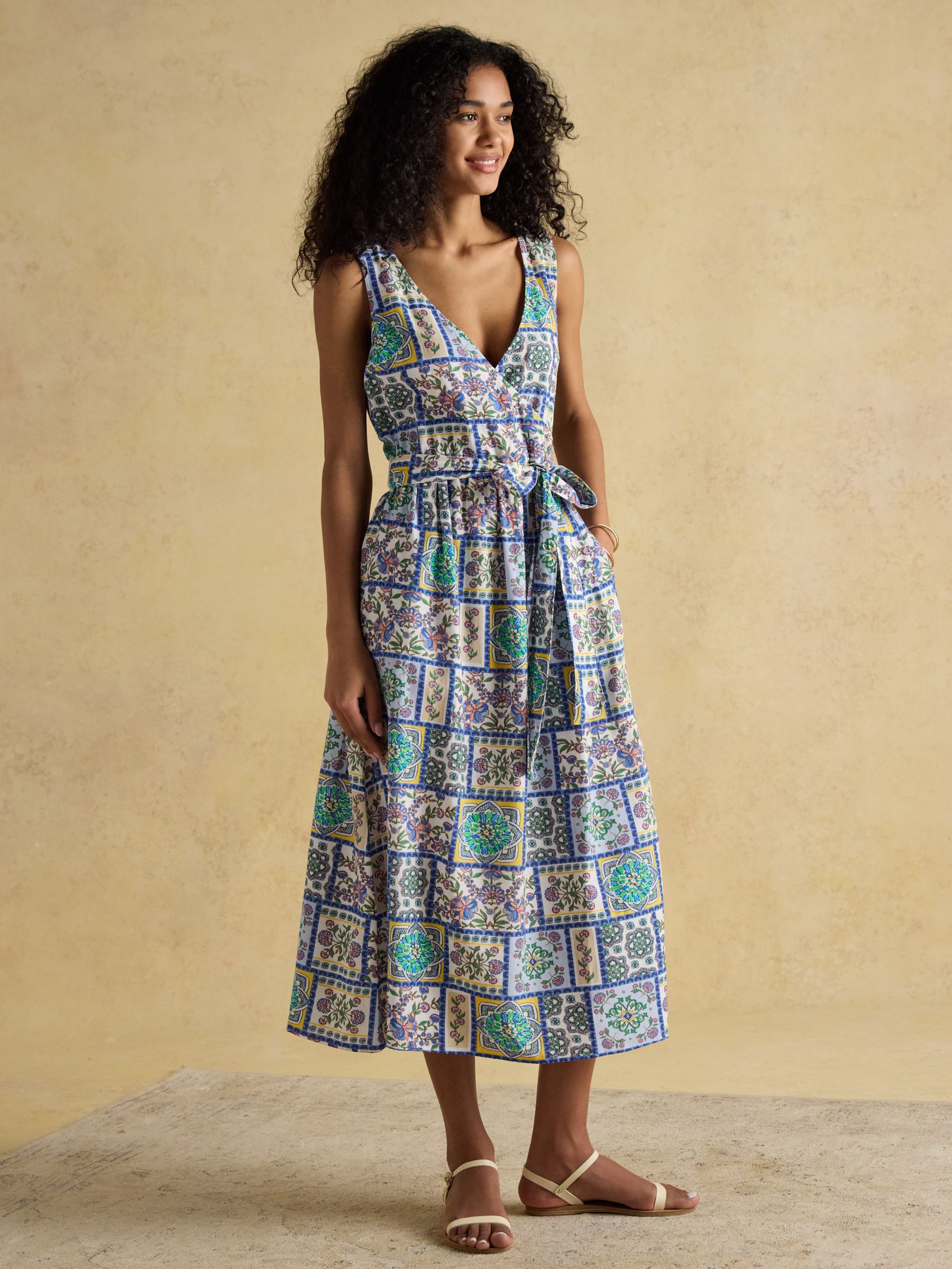 Eliza Blue Wrap Midi Dress - Image 1 of 8