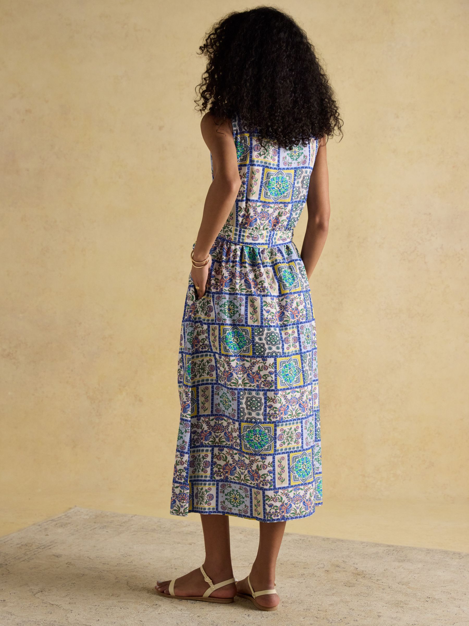 Eliza Blue Wrap Midi Dress - Image 2 of 8