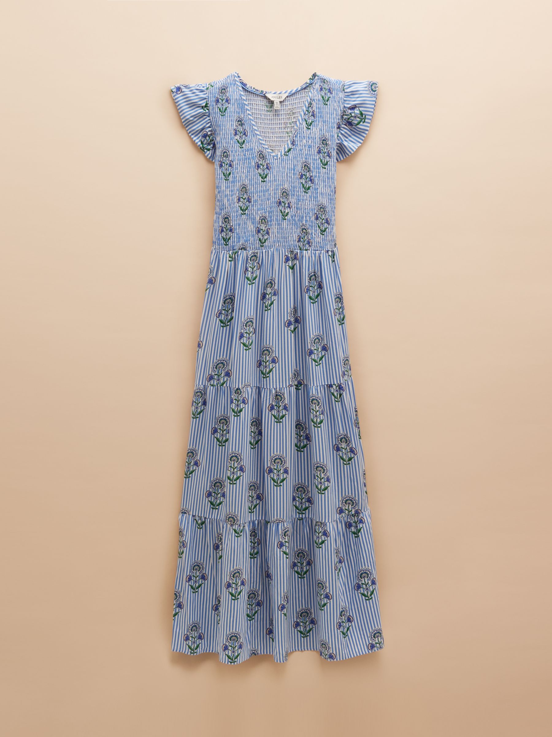 Esme Blue Shirred Midi Dress - Image 6 of 6