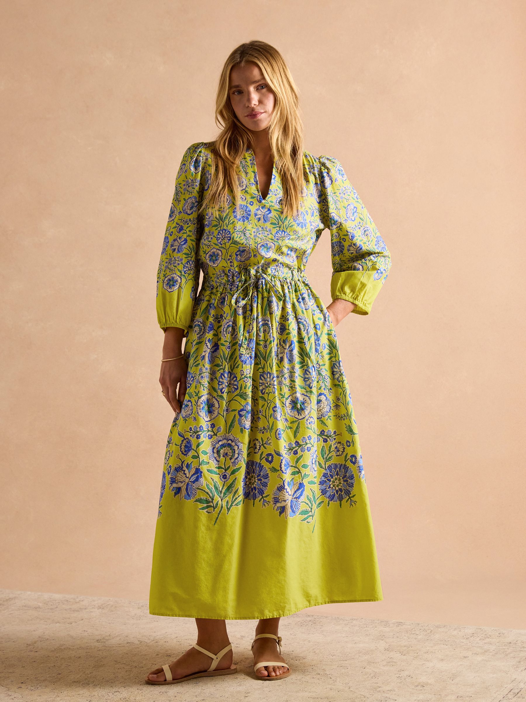 Anais Yellow Cotton Maxi Dress - Image 5 of 8