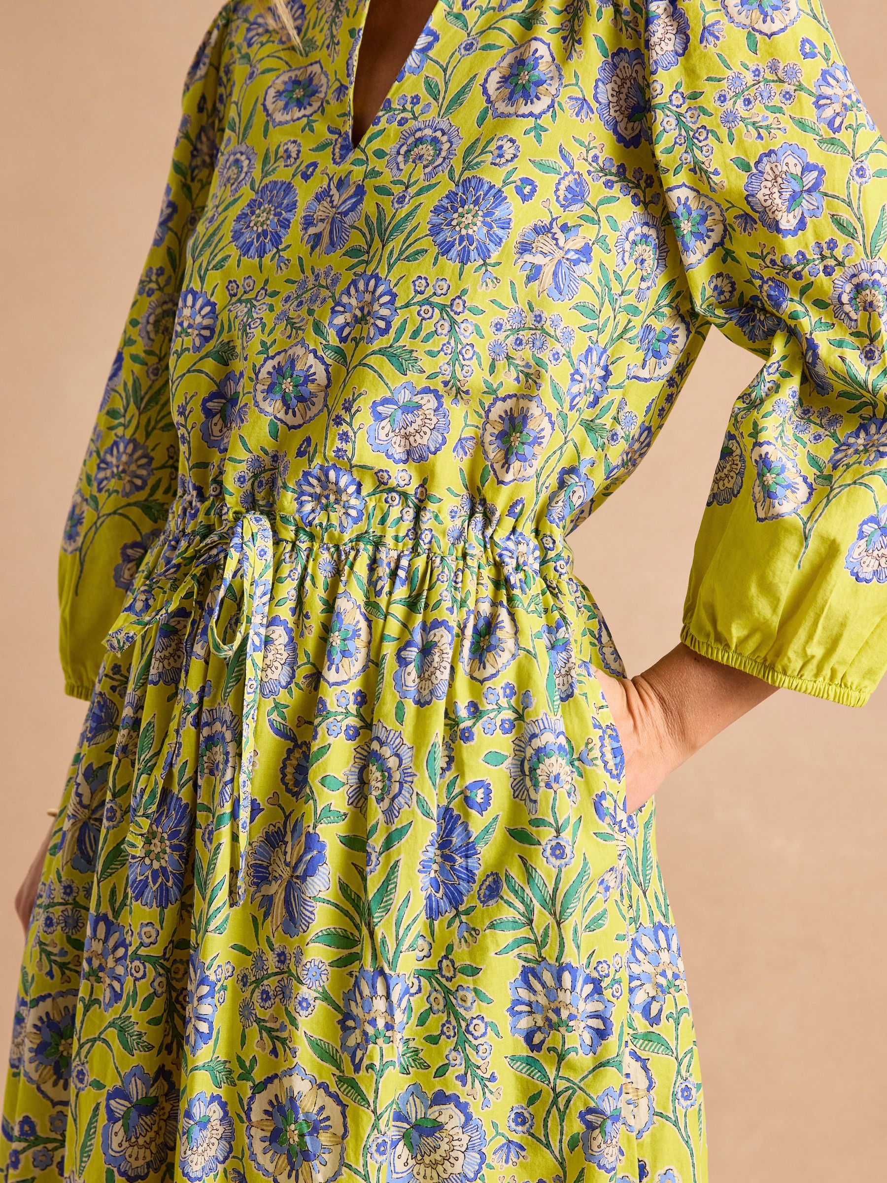 Anais Yellow Cotton Maxi Dress - Image 6 of 8