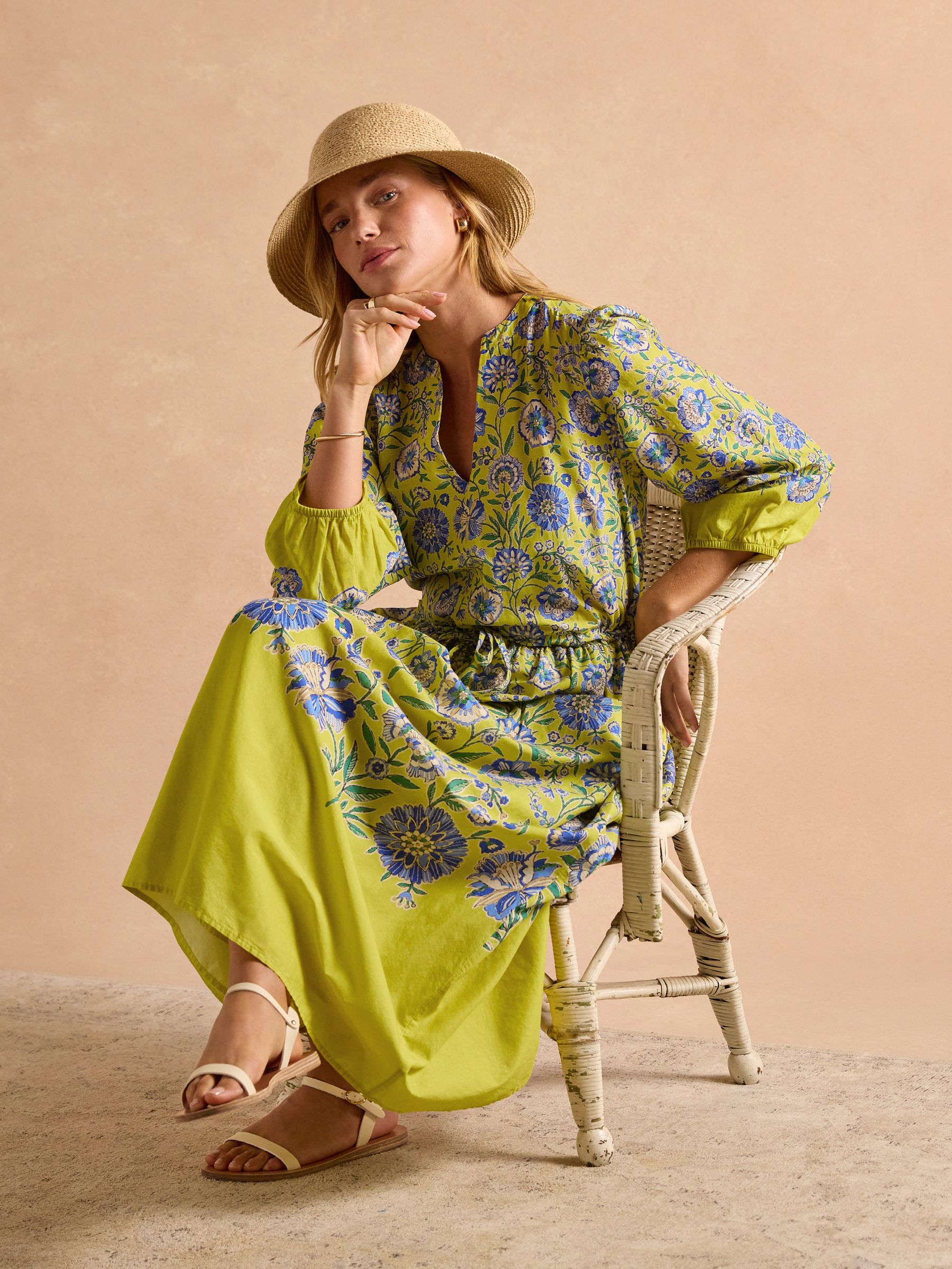 Anais Yellow Cotton Maxi Dress - Image 7 of 8