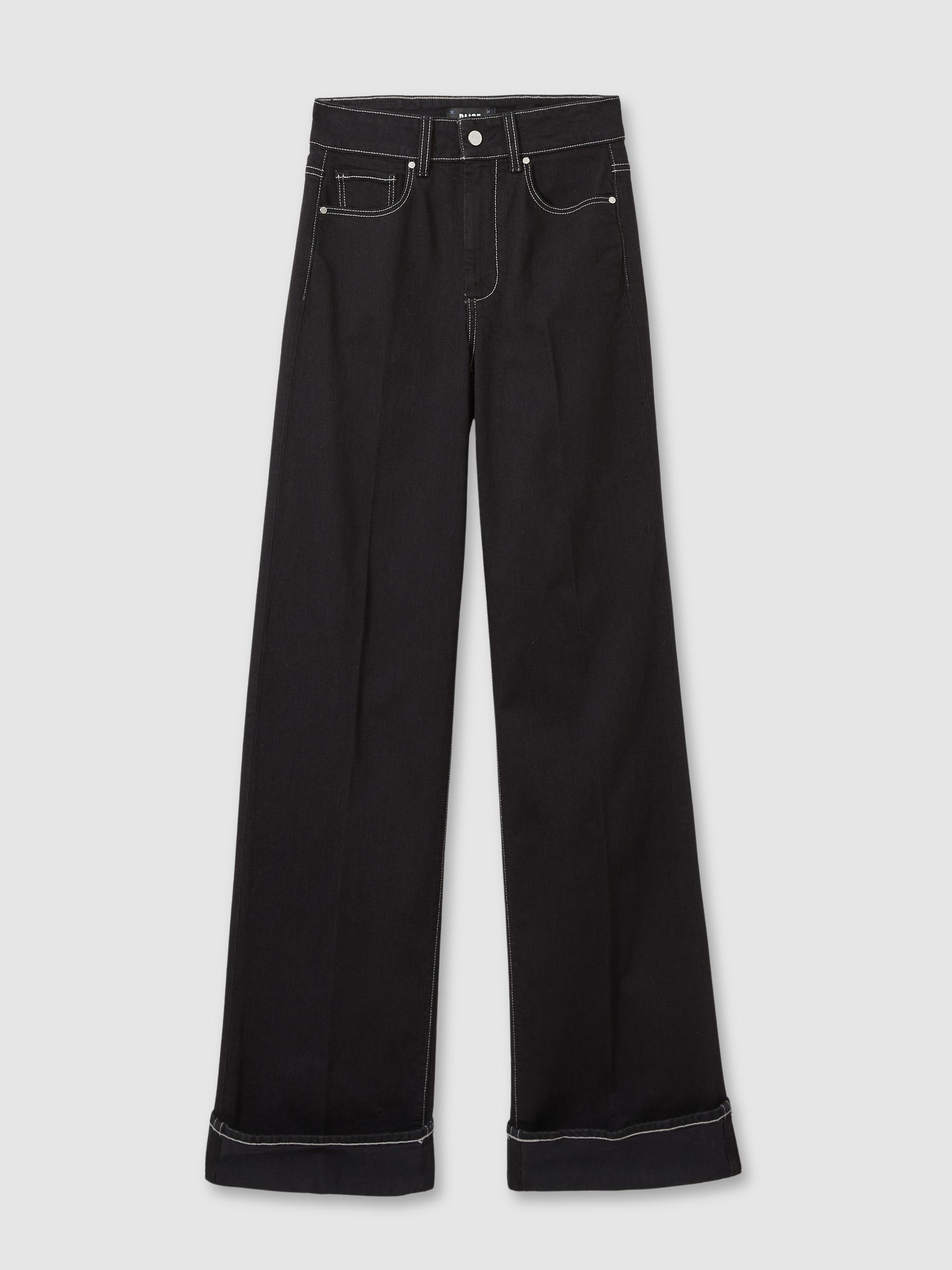 Paige Wide-Leg Cuffed Jeans in Black - Image 2 of 6