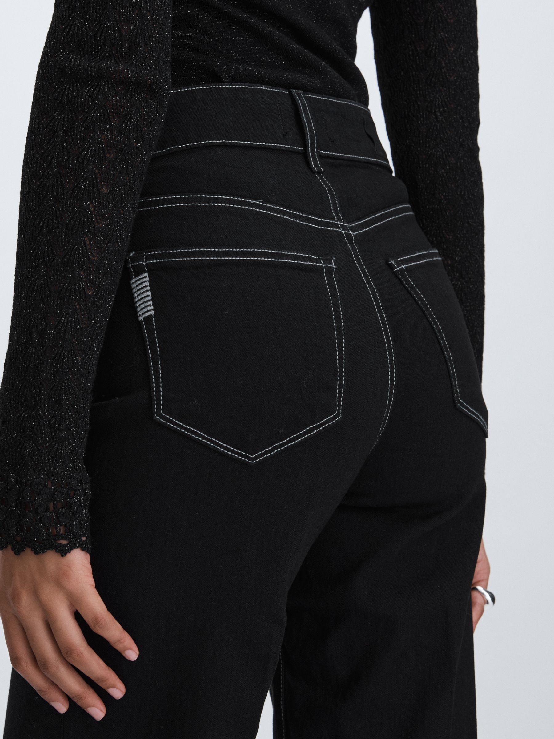 Paige Wide-Leg Cuffed Jeans in Black - Image 3 of 6