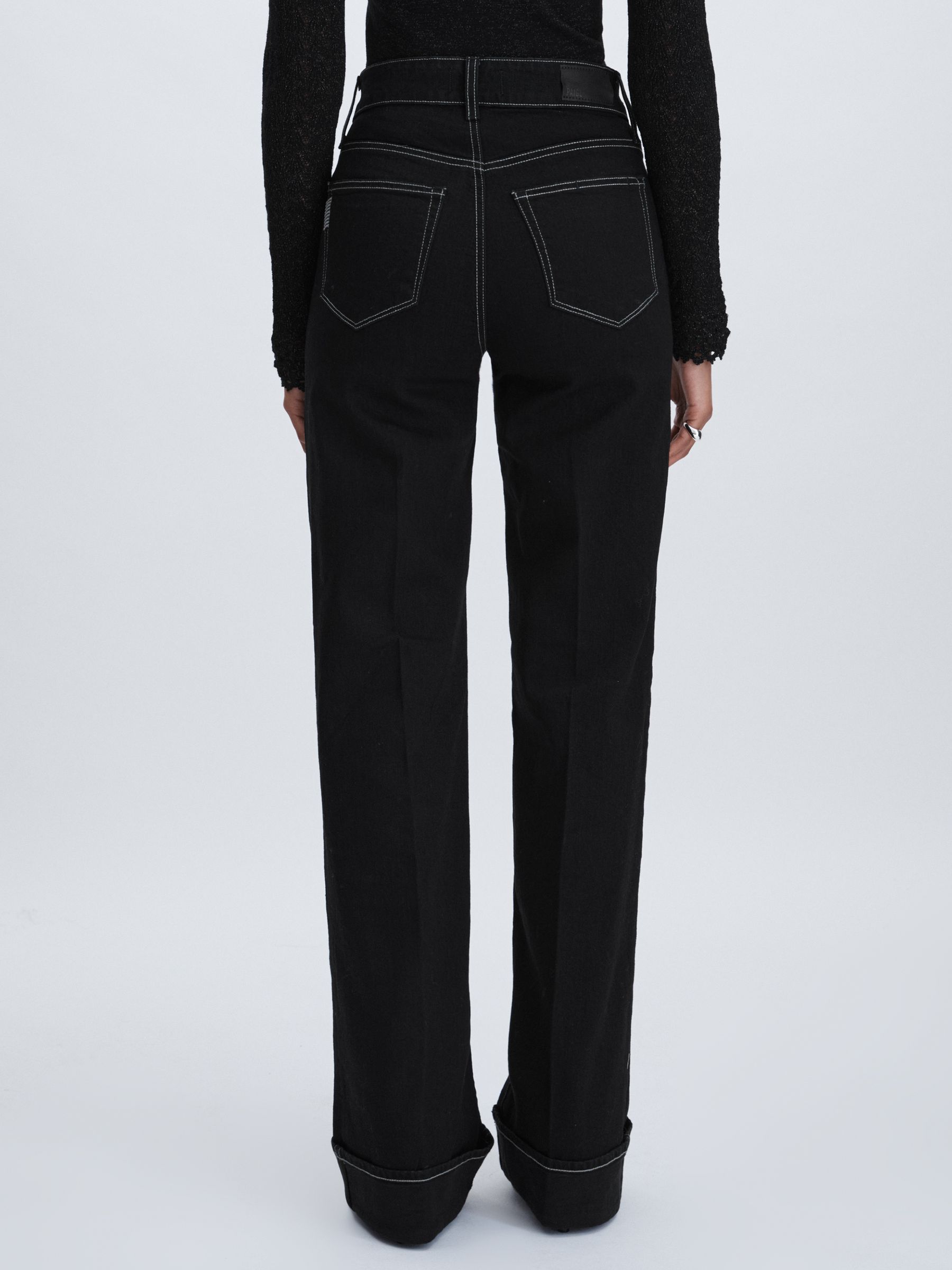 Paige Wide-Leg Cuffed Jeans in Black - Image 5 of 6