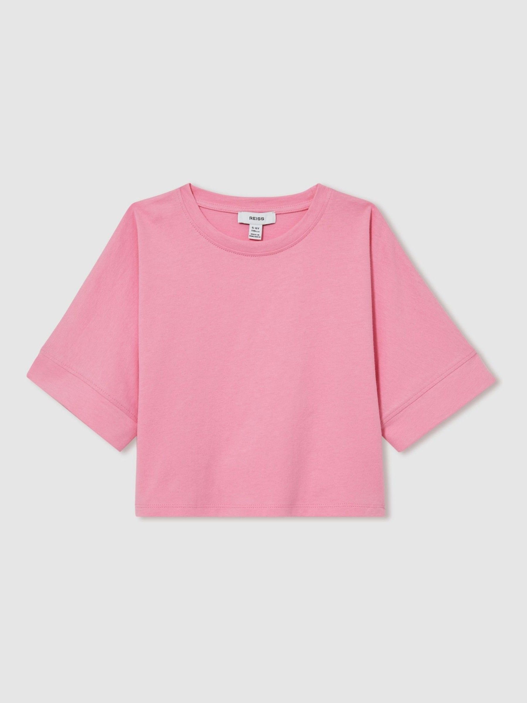 9-13 yrs Cotton Oversized Short-Sleeve T-Shirt in Bright Pink - Image 2 of 4
