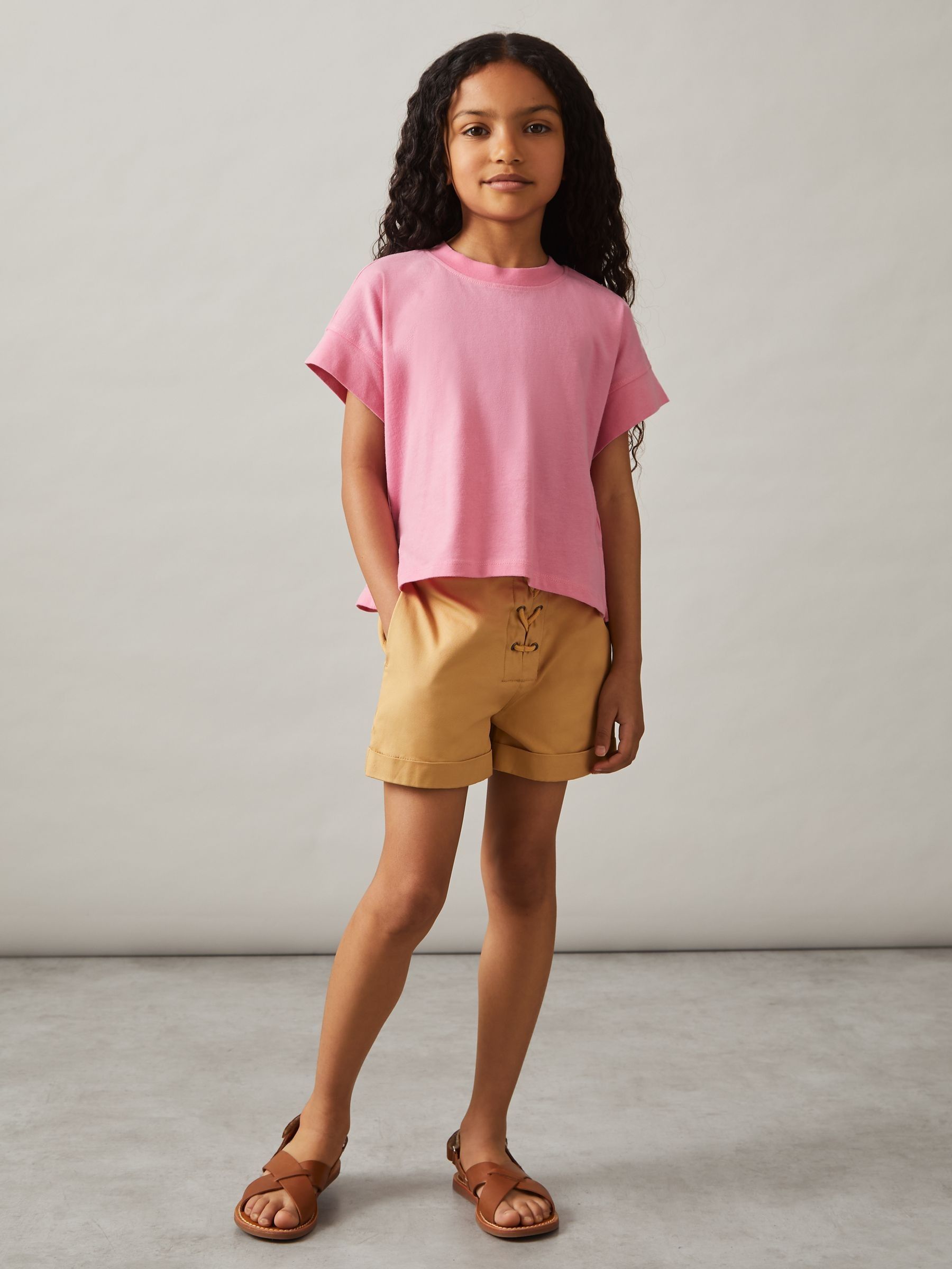 9-13 yrs Cotton Oversized Short-Sleeve T-Shirt in Bright Pink - Image 3 of 4