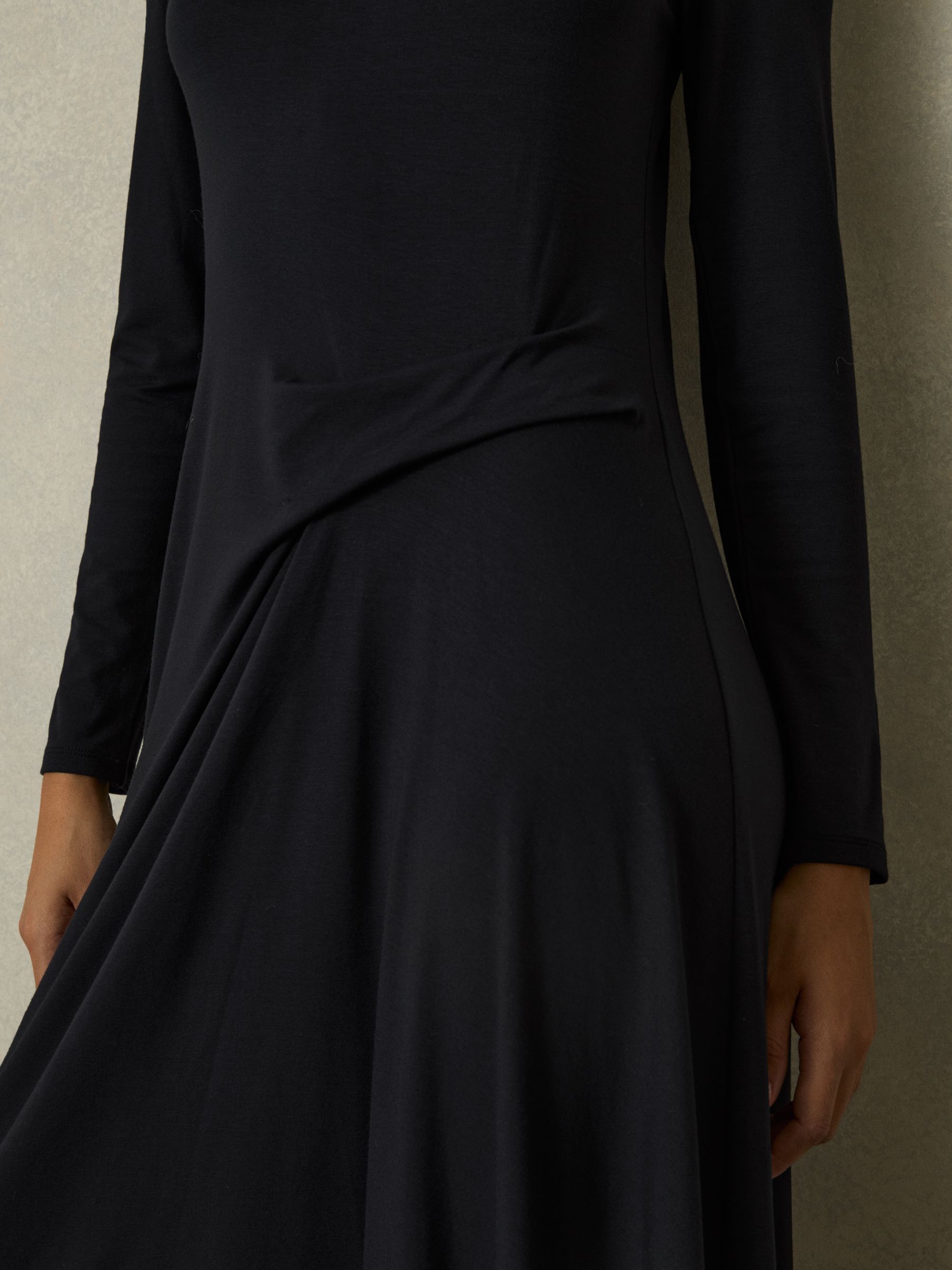 Jersey Draped Midi Dress in Navy - Image 4 of 6