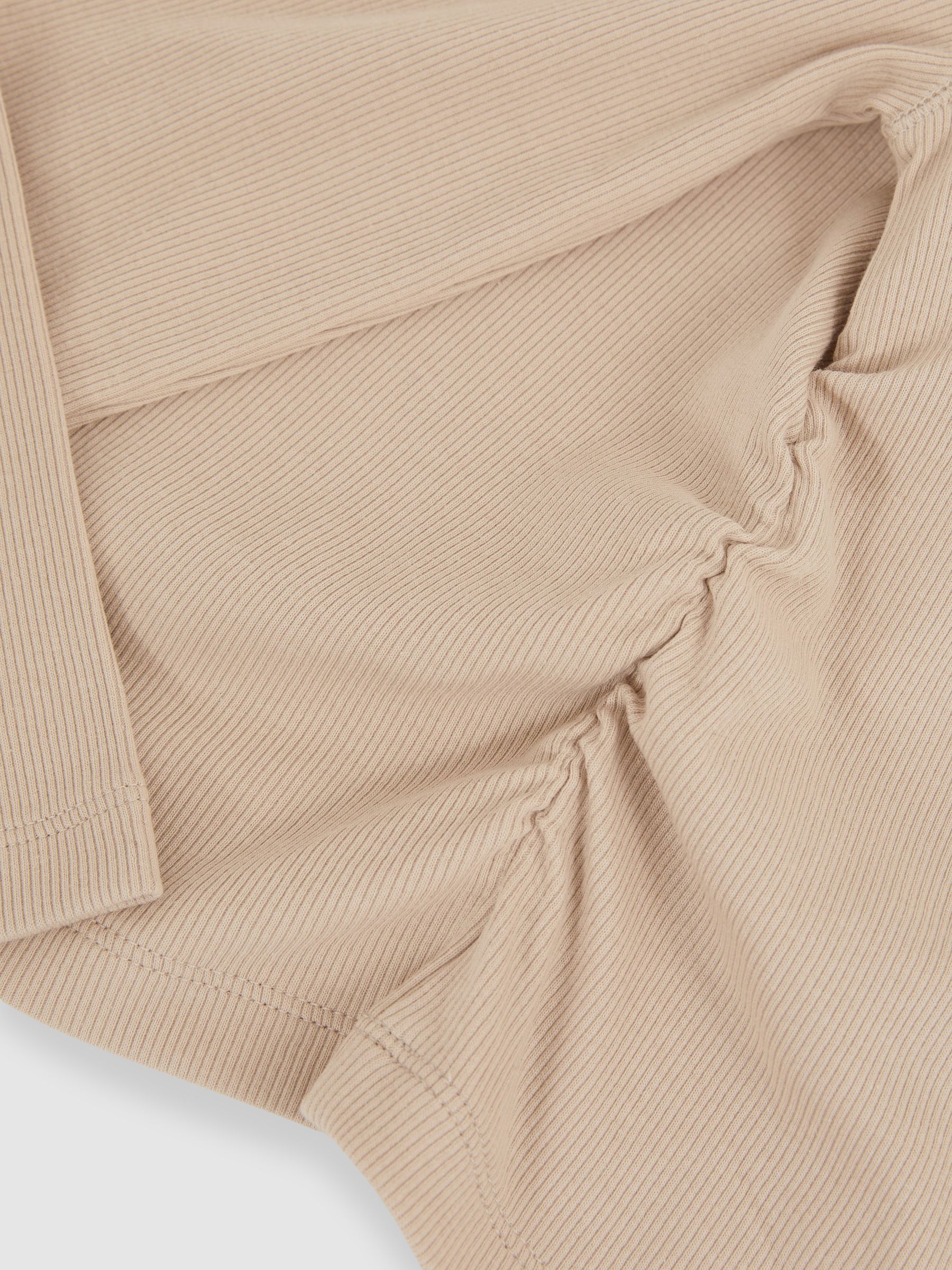 Cotton-Jersey Ruched Long-Sleeve T-Shirt in Tan - Image 4 of 4