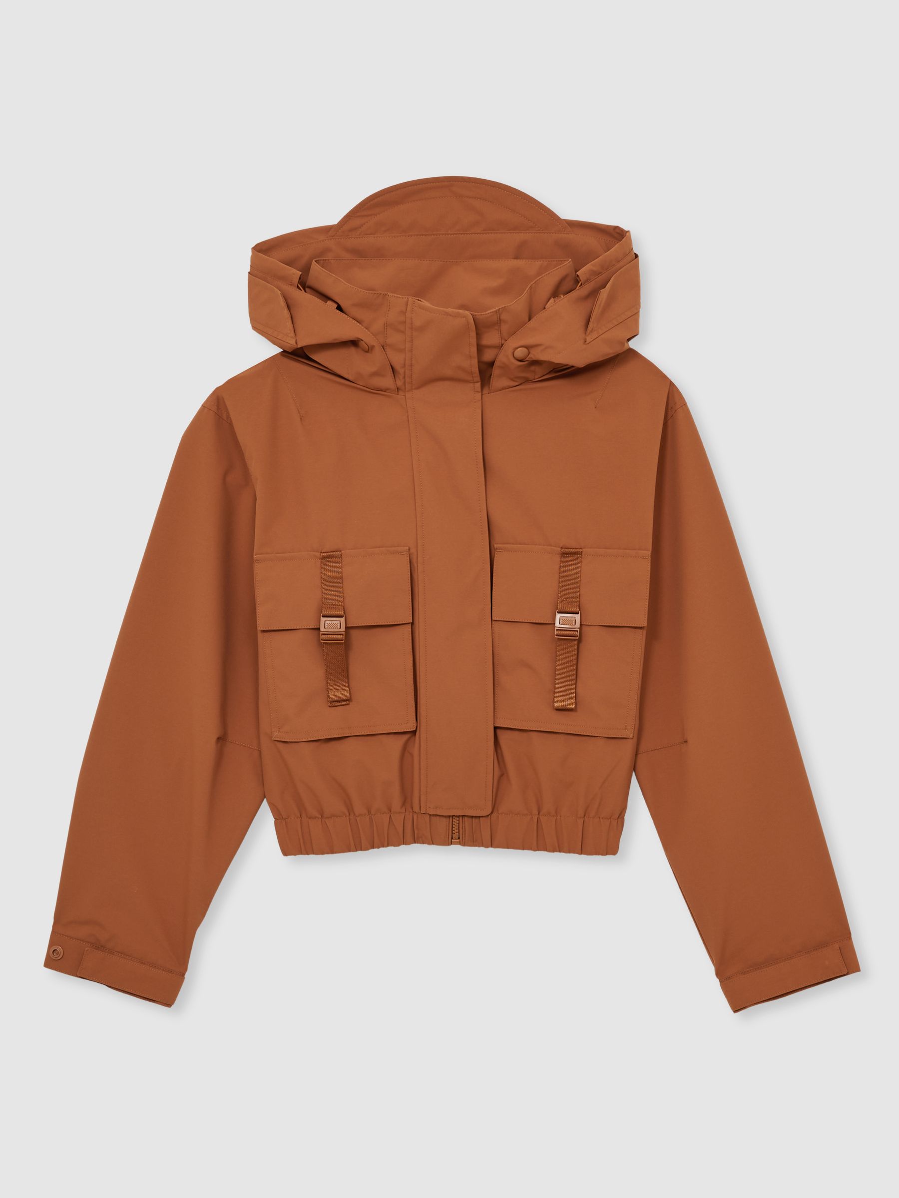Technical Hooded Utility Jacket in Rust - Image 2 of 7