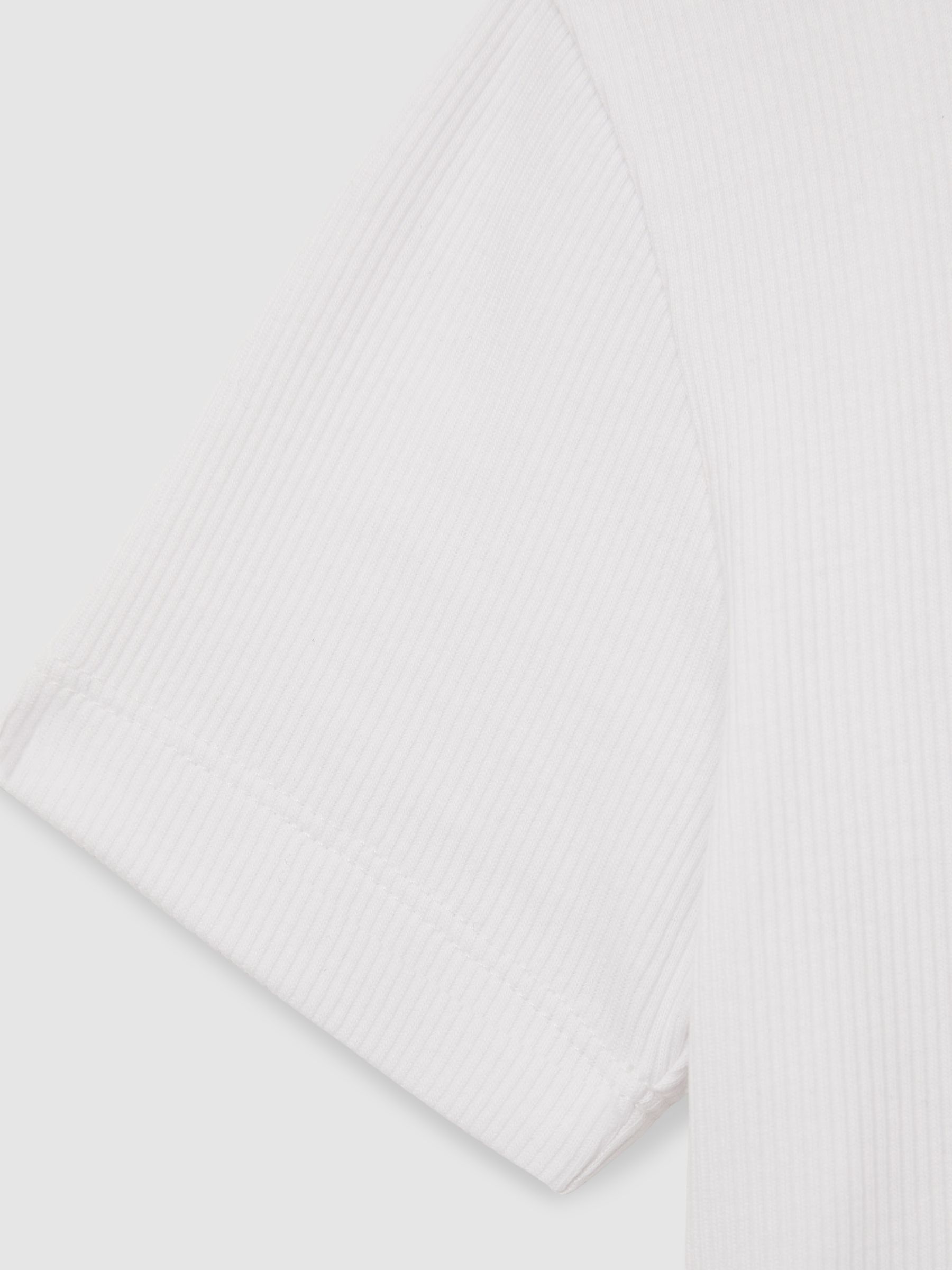 4-9 yrs Cotton-Jersey Ribbed Short-Sleeve T-Shirt in Ivory - Image 4 of 4