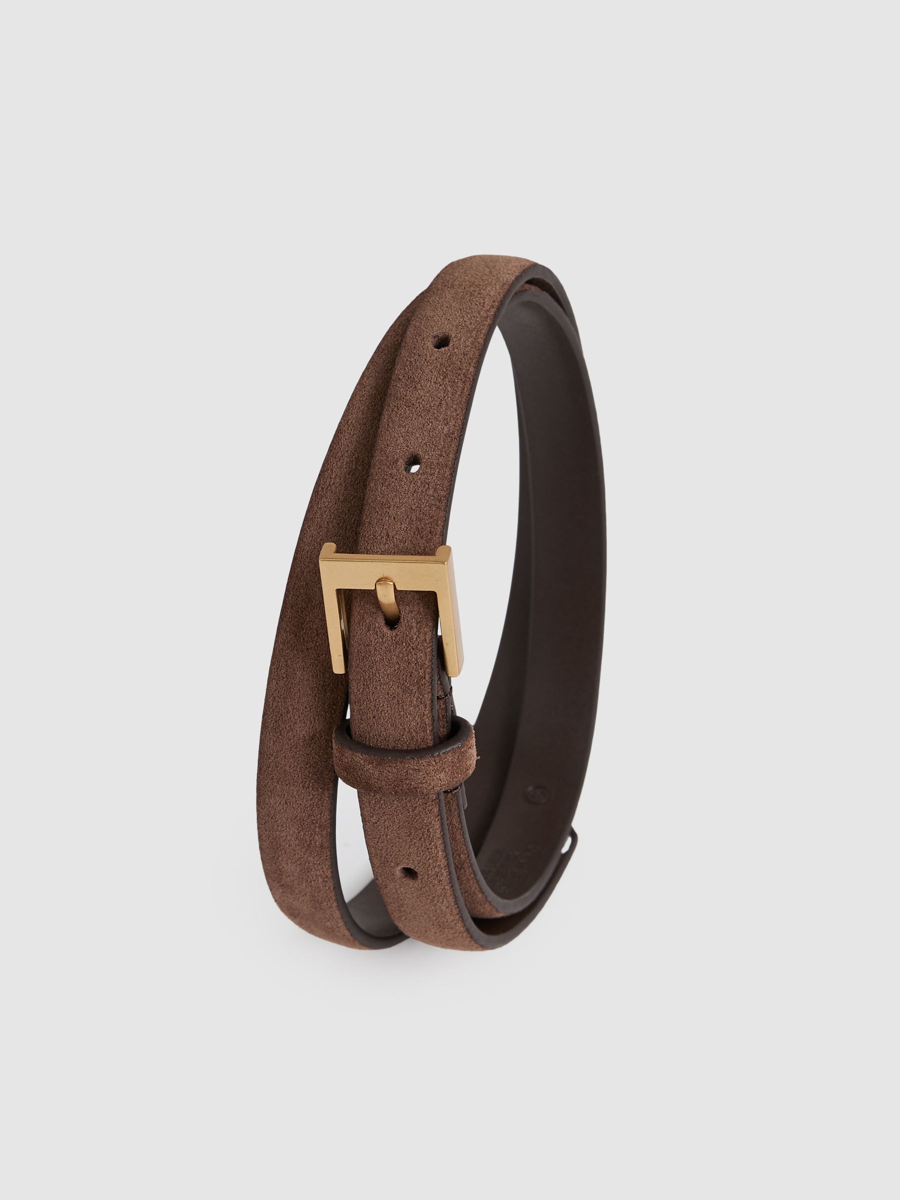 Leather Skinny Belt in Rust - Image 4 of 4
