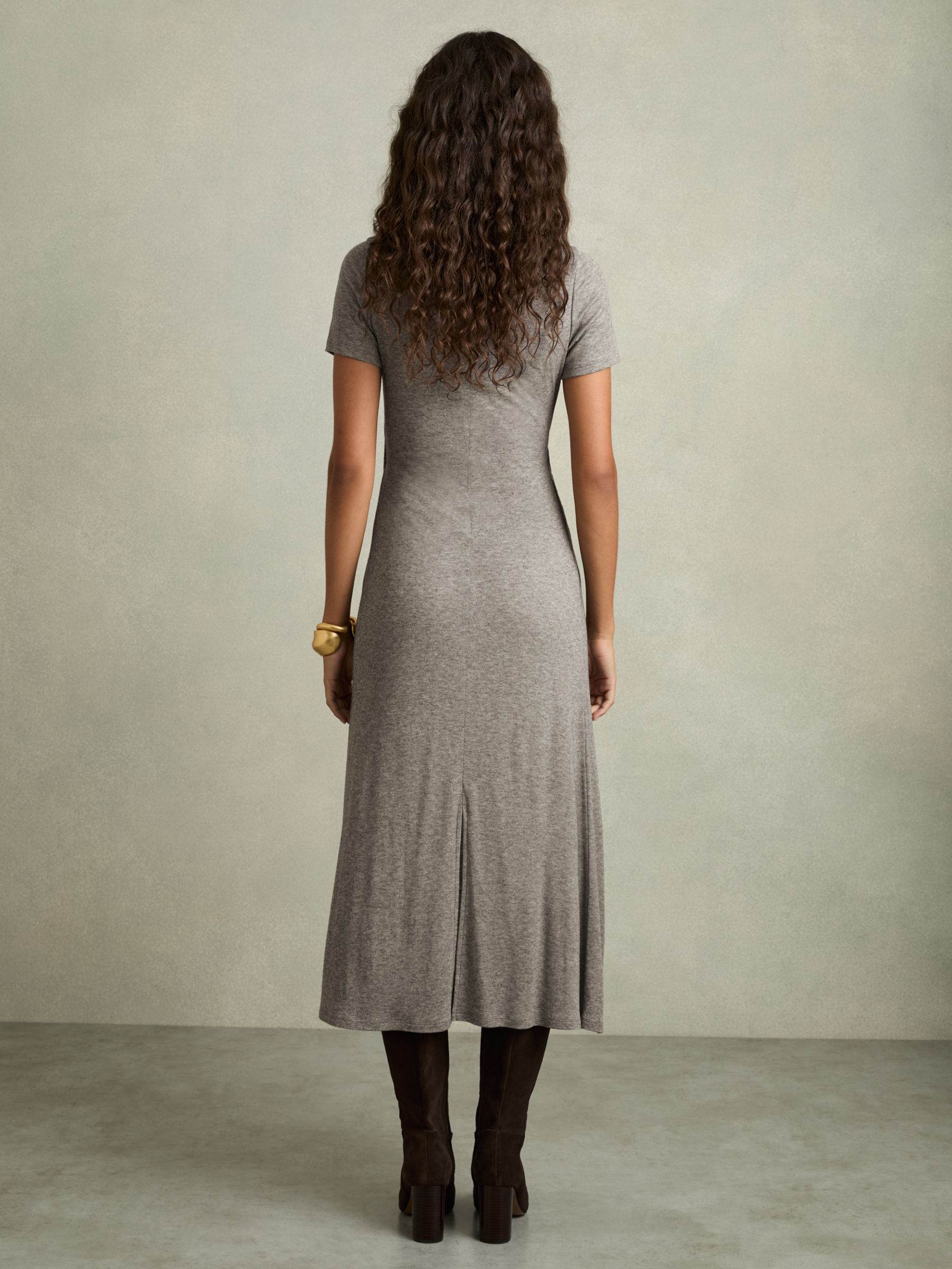 Jersey Twist-Detail Midi Dress in Grey - Image 5 of 6