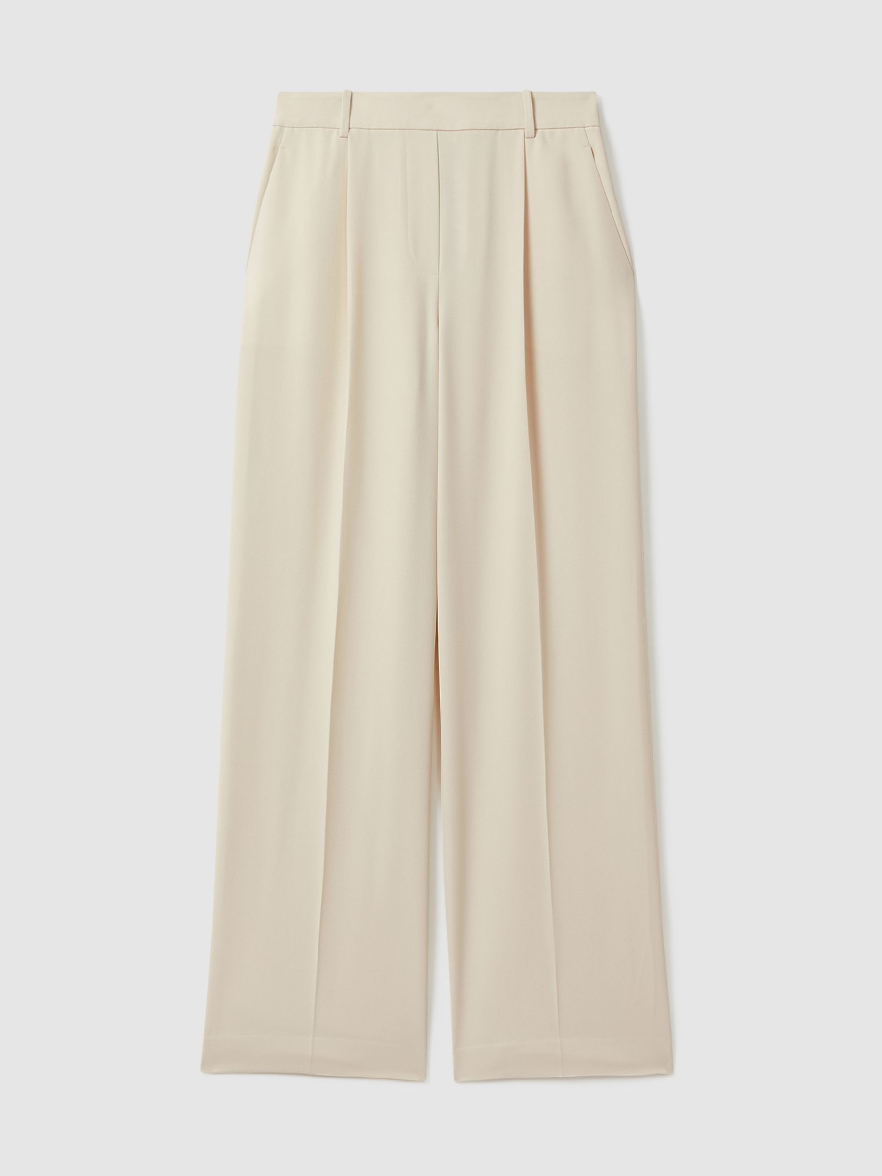 Petite Elasticated-Waist Wide-Leg Twill Trousers in Cream - Image 2 of 7