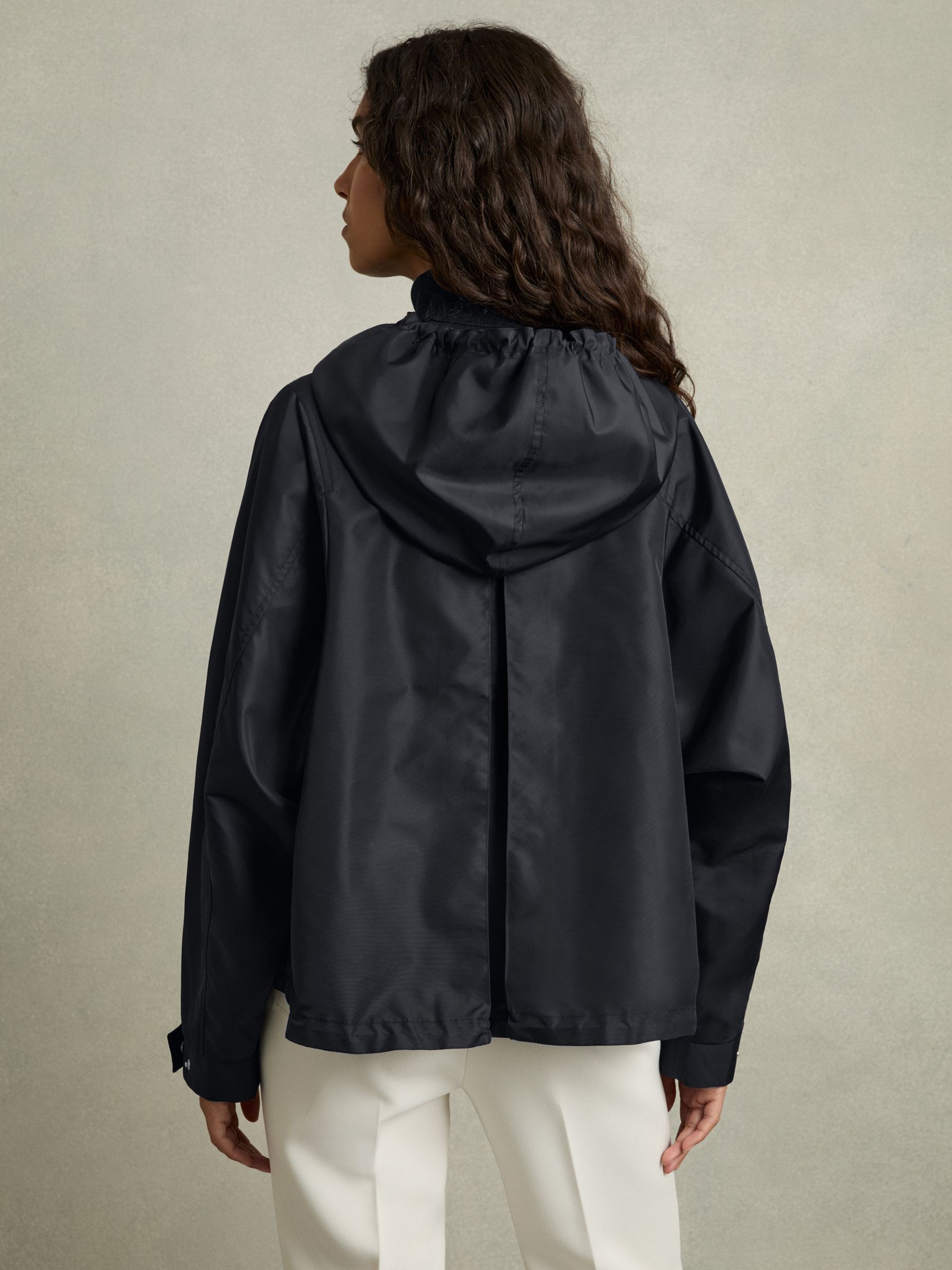 Technical Water-Repellent Hooded Jacket in Navy - Image 5 of 6