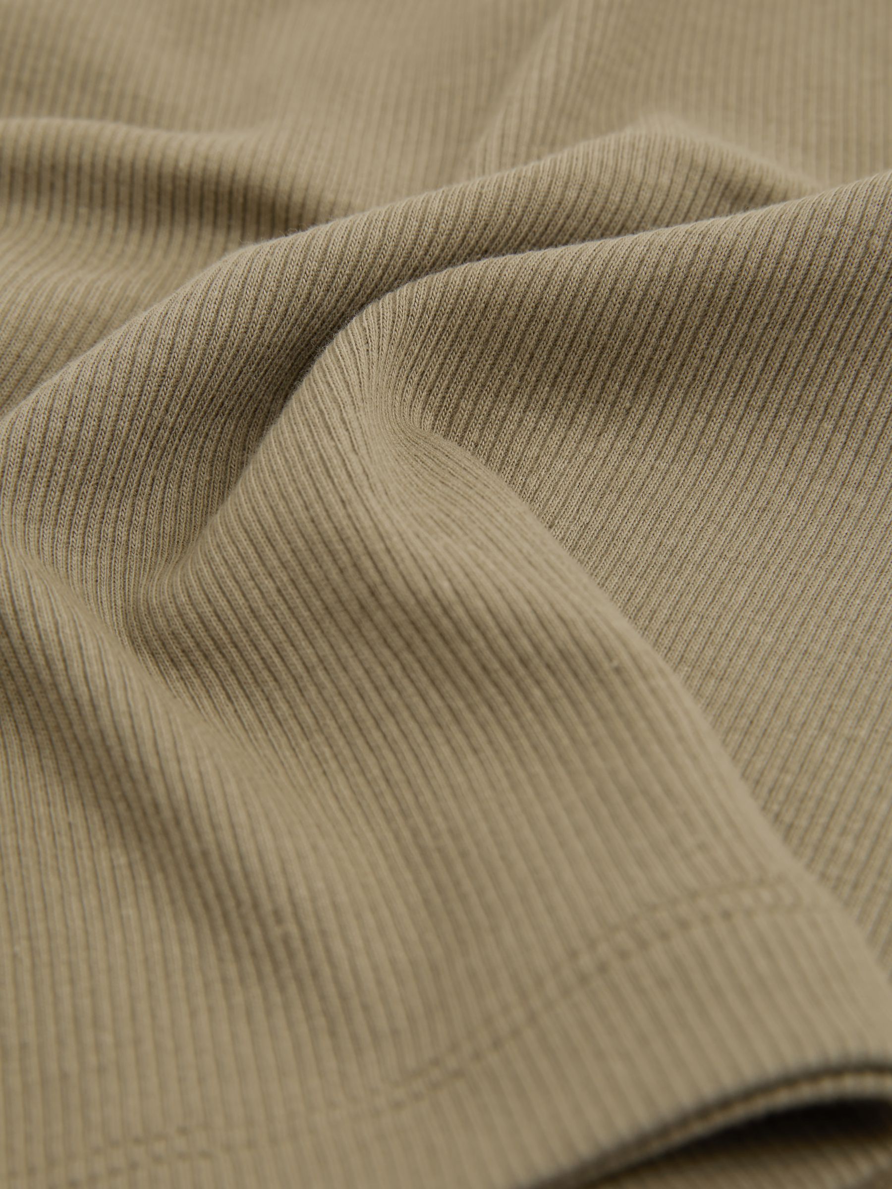 4-9 yrs Cotton-Jersey Ribbed Short-Sleeve T-Shirt in Khaki - Image 4 of 4