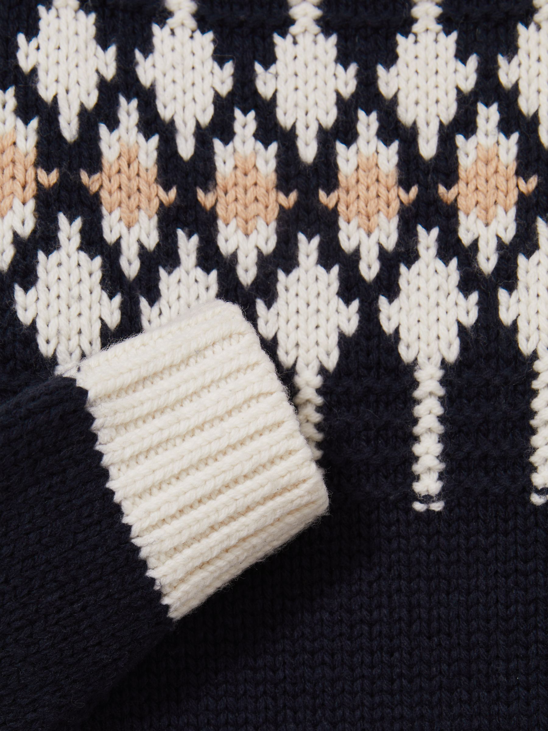 13-14 yrs Wool-Blend Fair Isle Roll-Neck Dress in Navy - Image 4 of 4