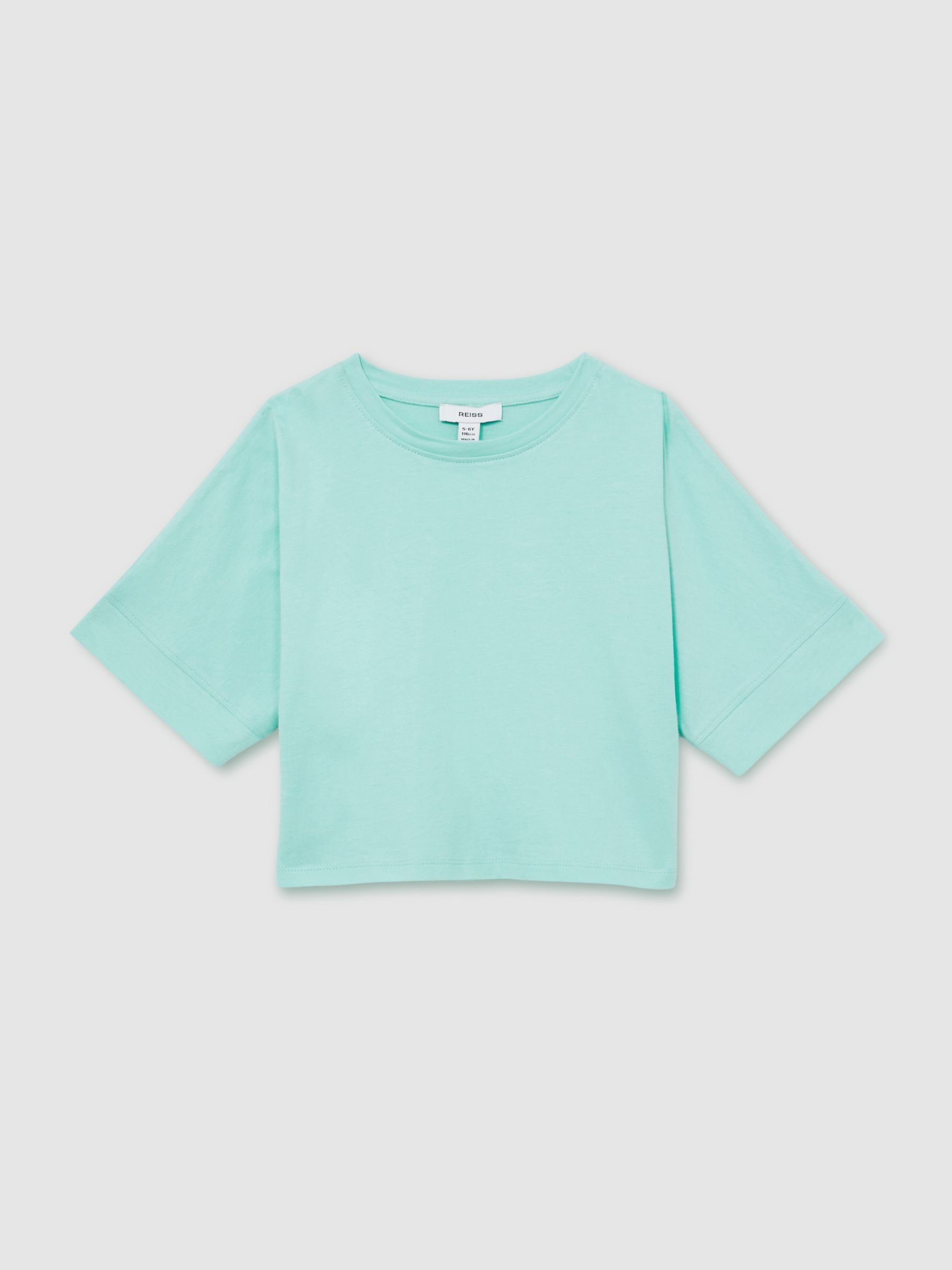 4-9 yrs Cotton Oversized Short-Sleeve T-Shirt in Aqua - Image 2 of 4