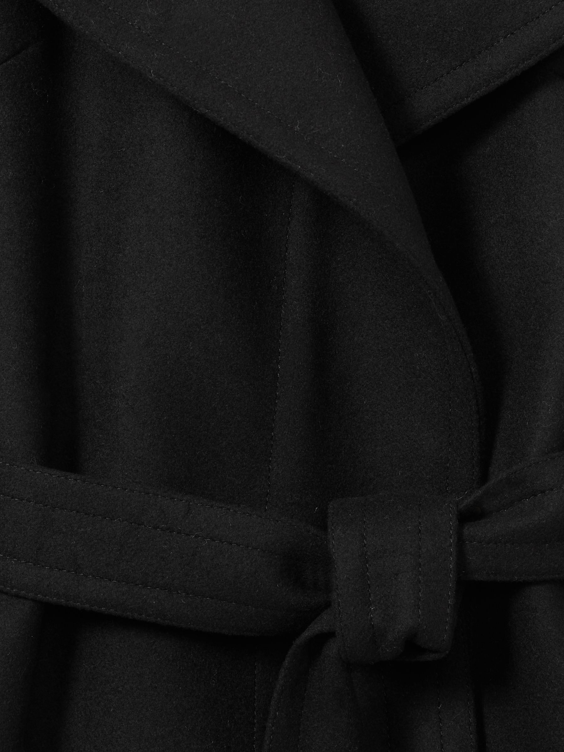 Petite Wool Blend Belted Double Breasted Coat With Cashmere in Black - Image 6 of 7