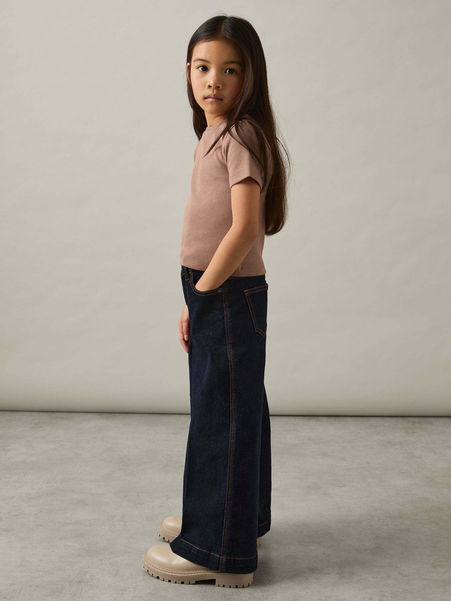 4-9 yrs Cotton-Jersey Ribbed Short-Sleeve T-Shirt in Berry - Image 1 of 4