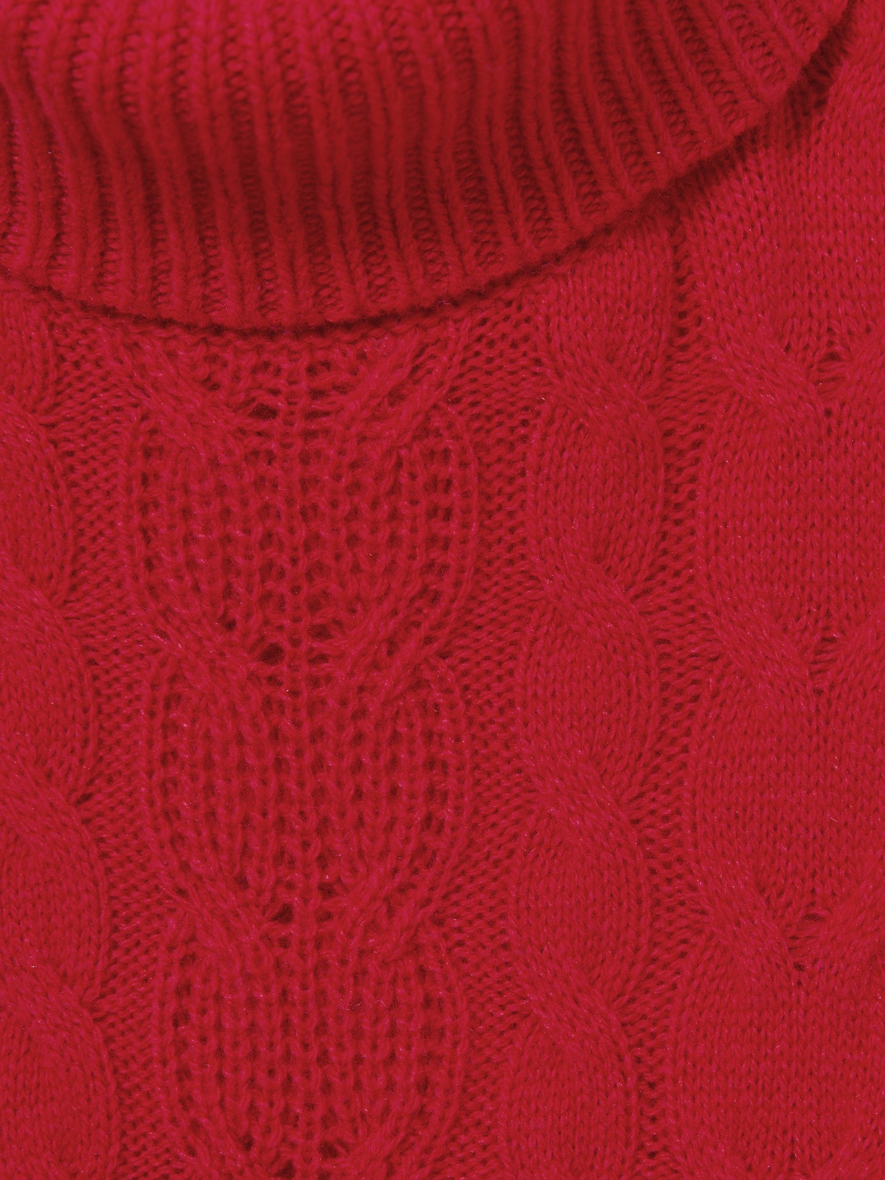 9-13 yrs Wool-Blend Cable-Knit Roll-Neck Jumper in Red - Image 4 of 4