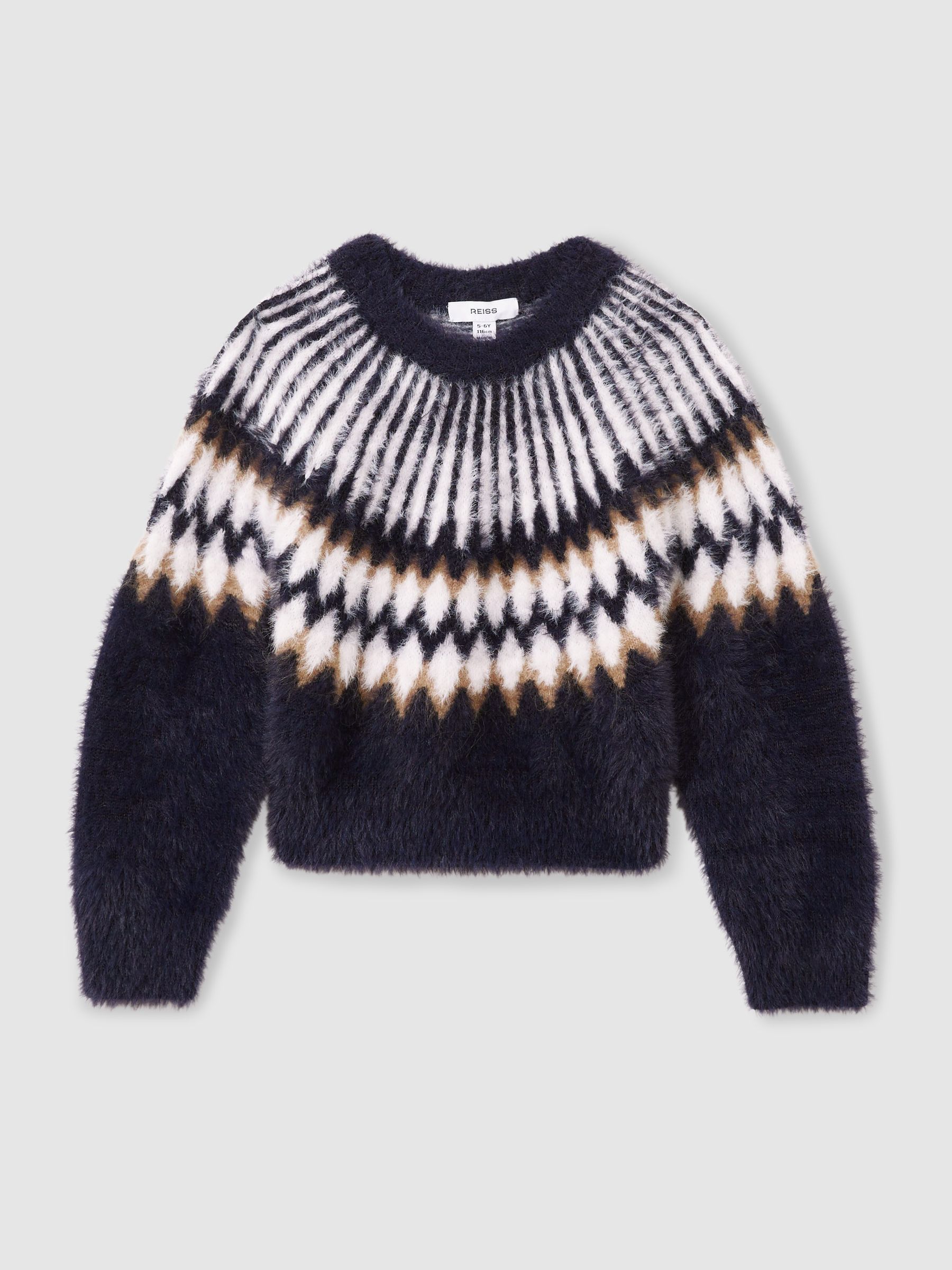9-13 yrs Fair Isle Jumper With Wool in Navy - Image 2 of 4